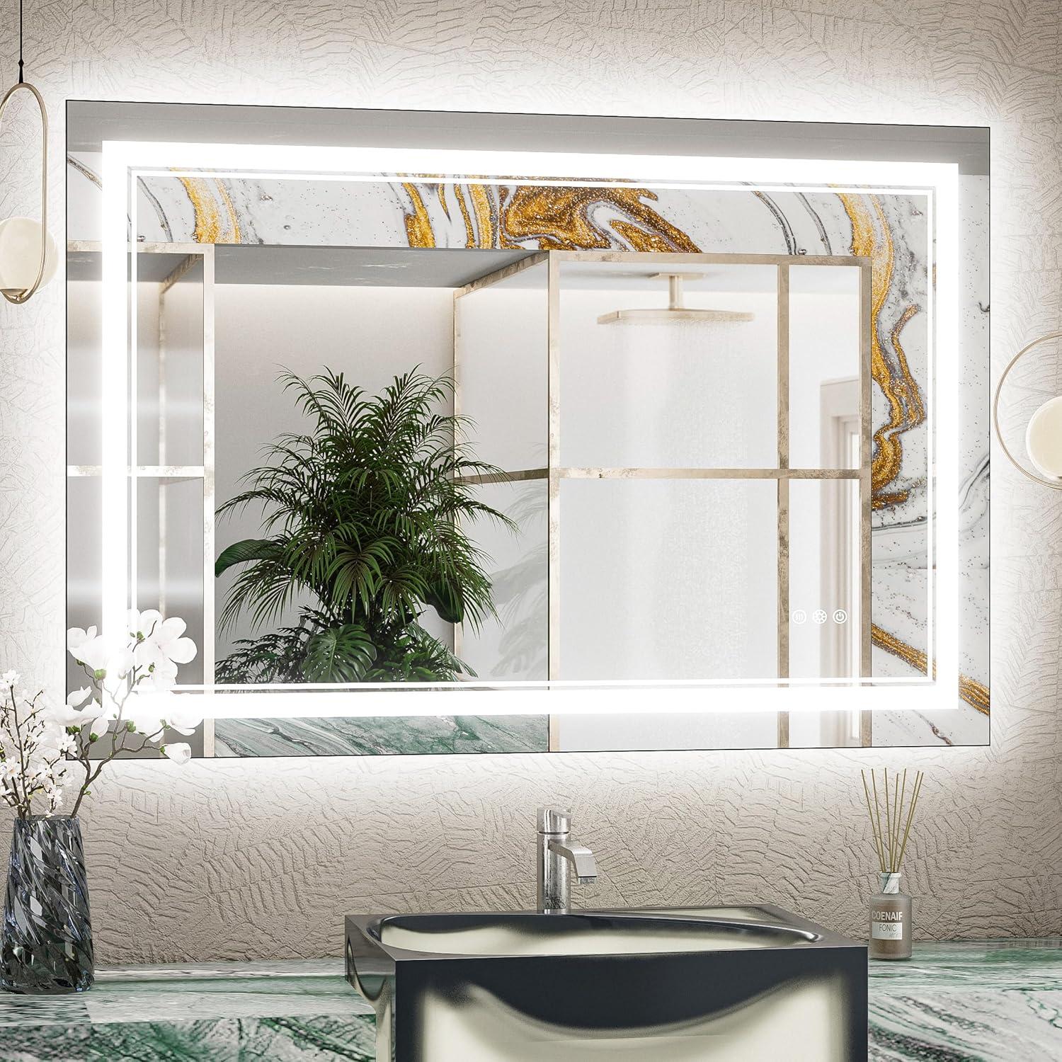 Ivy Bronx Keonjinn 40 X 24 In LED Bathroom Mirror With Lights, Adjustable 3 Color Lights, LED Vanity Mirror, Wall Mounted Anti-Fog Dimmable Mirror, UL Listed LED Driver, HD Tempered Glass(Horizontal/Vertical)