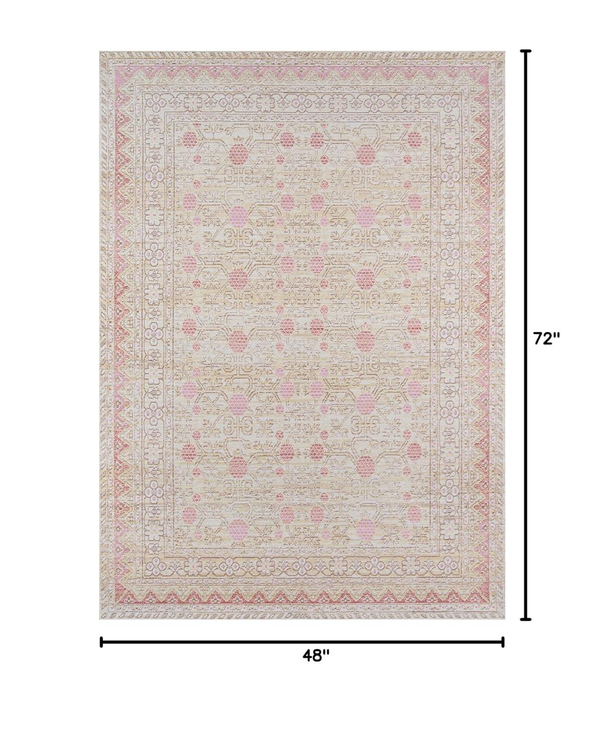 4'x6' Floral Loomed Area Rug Pink - Momeni: Modern Botanical Design, Low Pile, Polyester, Indoor Use