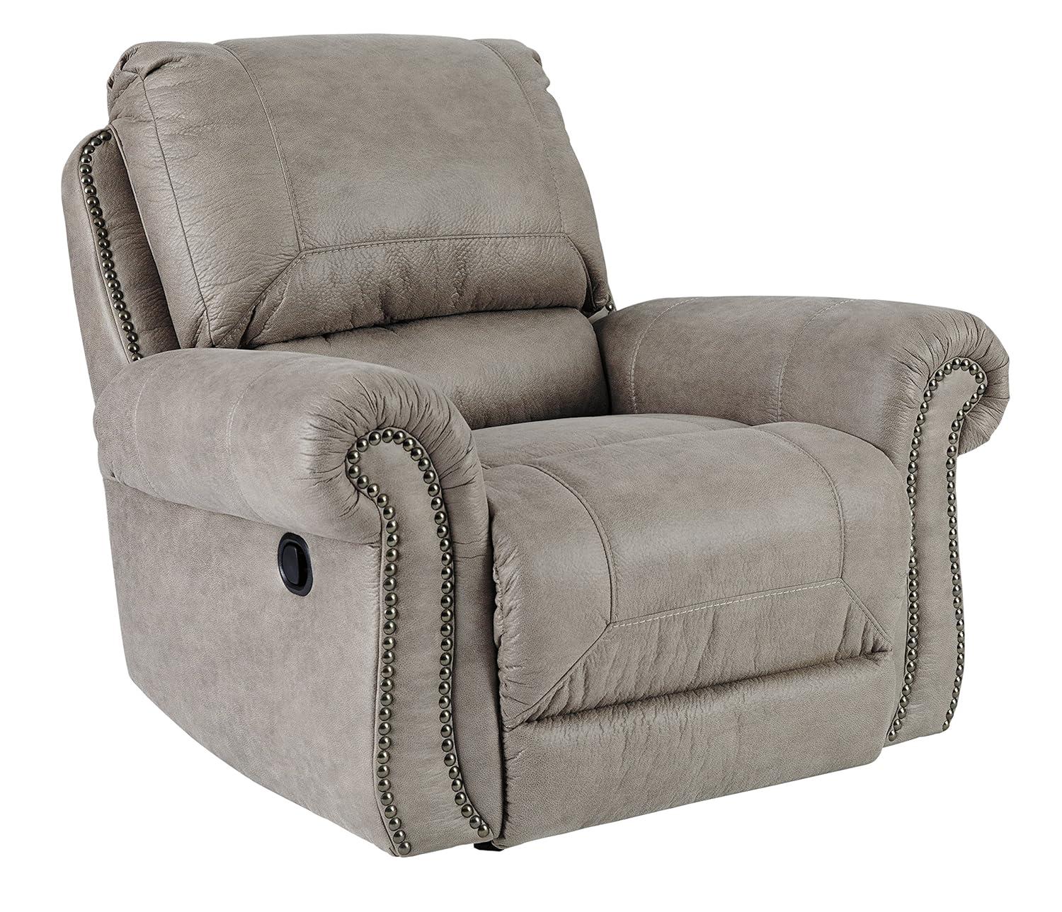 Olsberg Traditional Gray Wood 43" Rocker Recliner with Nailhead Trim