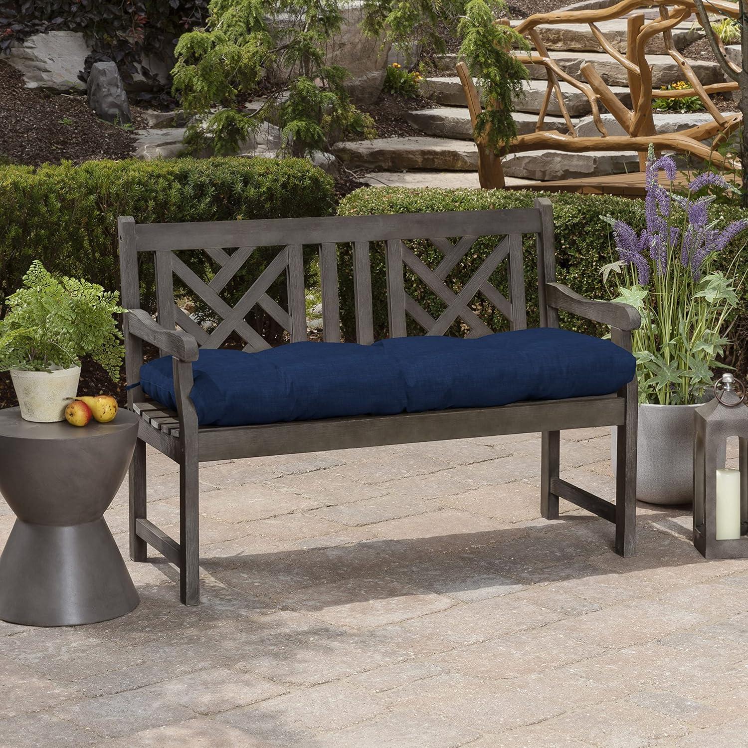 48 in. x 18 in. Rectangular Outdoor Plush Modern Tufted Bench Cushion, Sapphire Blue Leala