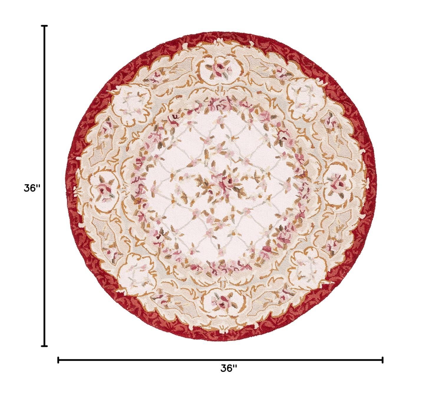 Chelsea HK73 Handmade Area Rug - 3' Round - Ivory/Burgundy - Safavieh