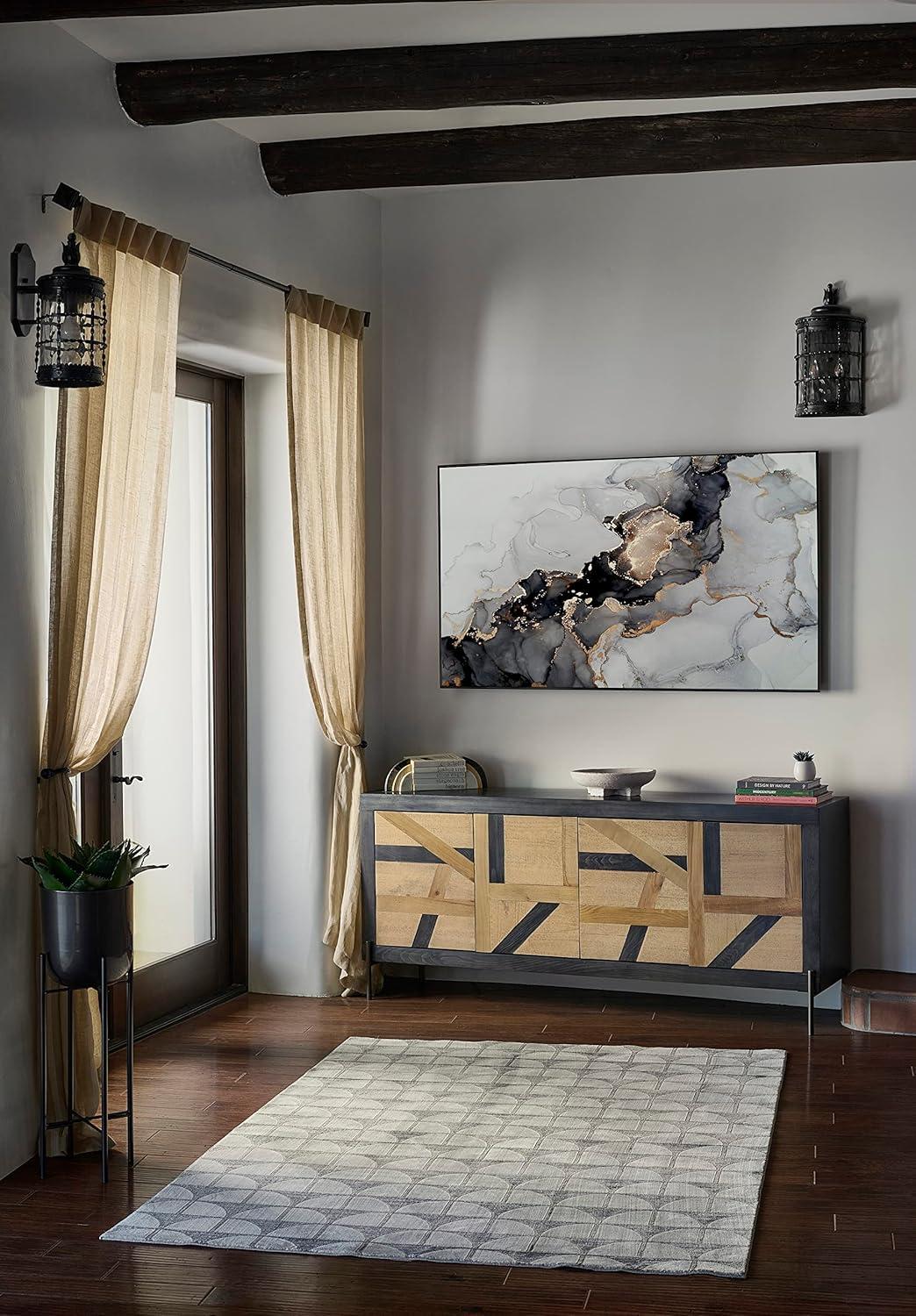 Momeni 5'1"x7'7" Edition Geometric Machine Loomed Area Rug Charcoal Gray: Indoor Low Pile Polyester Rectangle Rug