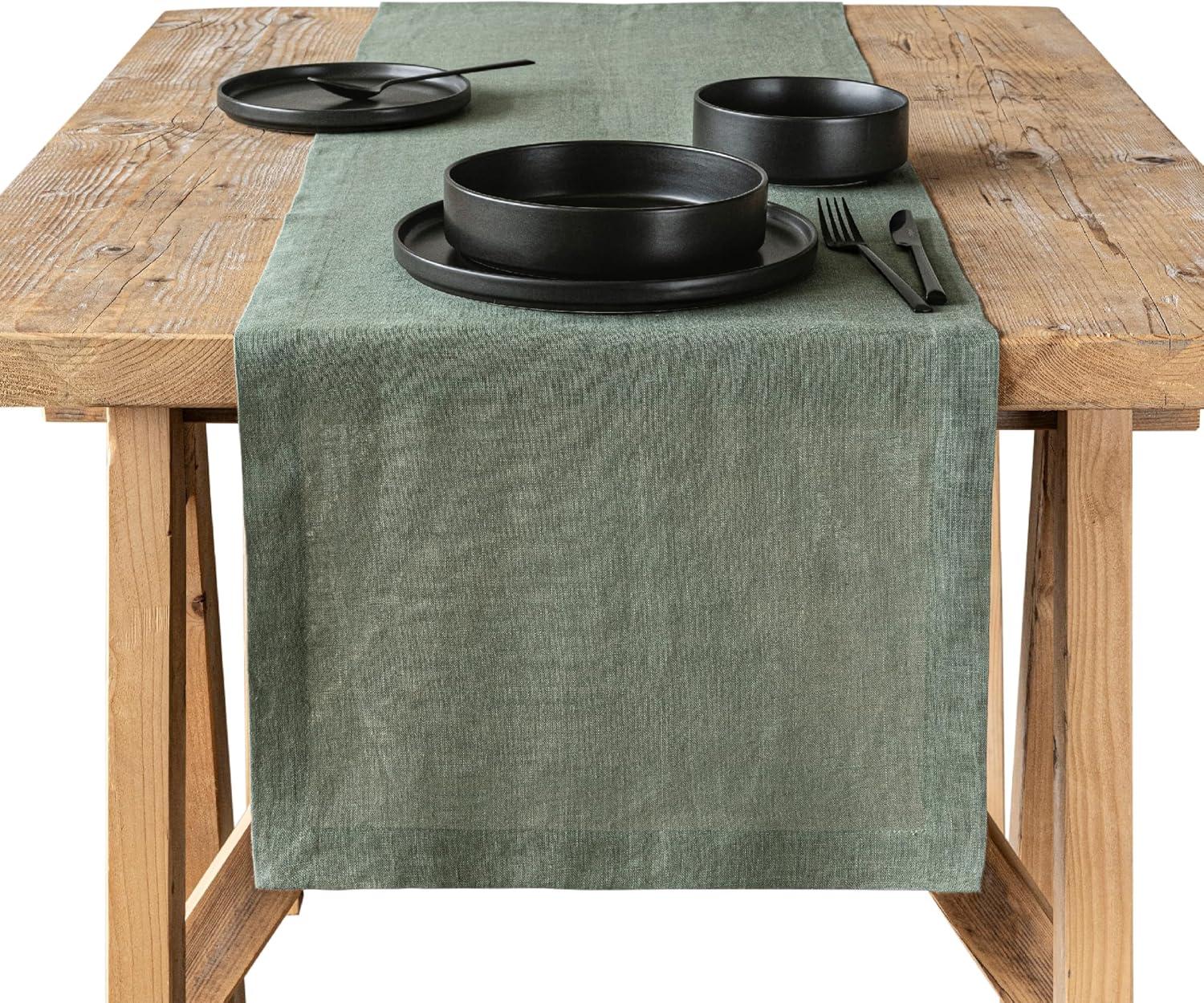 over&back Washed 100% Linen Table Runner - Machine Washable