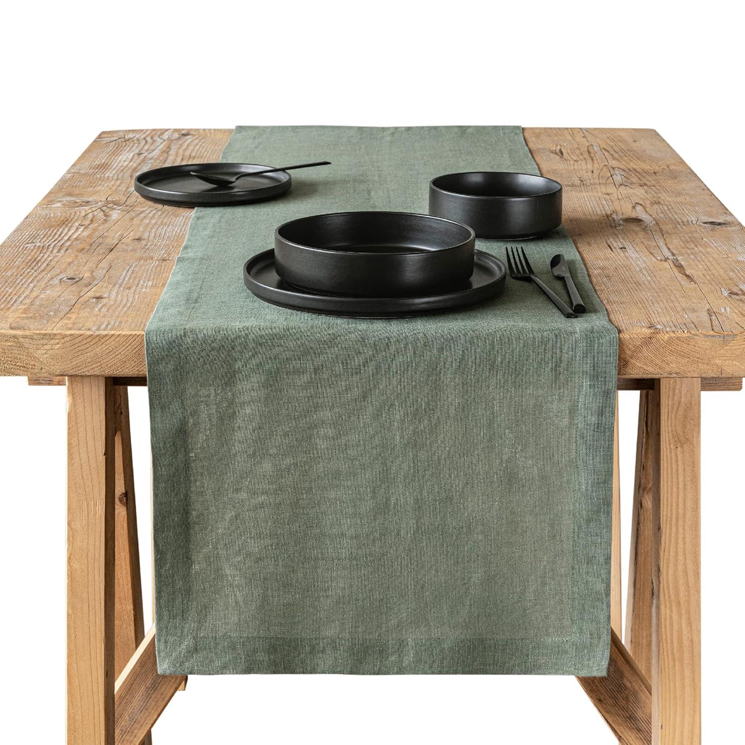 over&back Washed 100% Linen Table Runner - Machine Washable