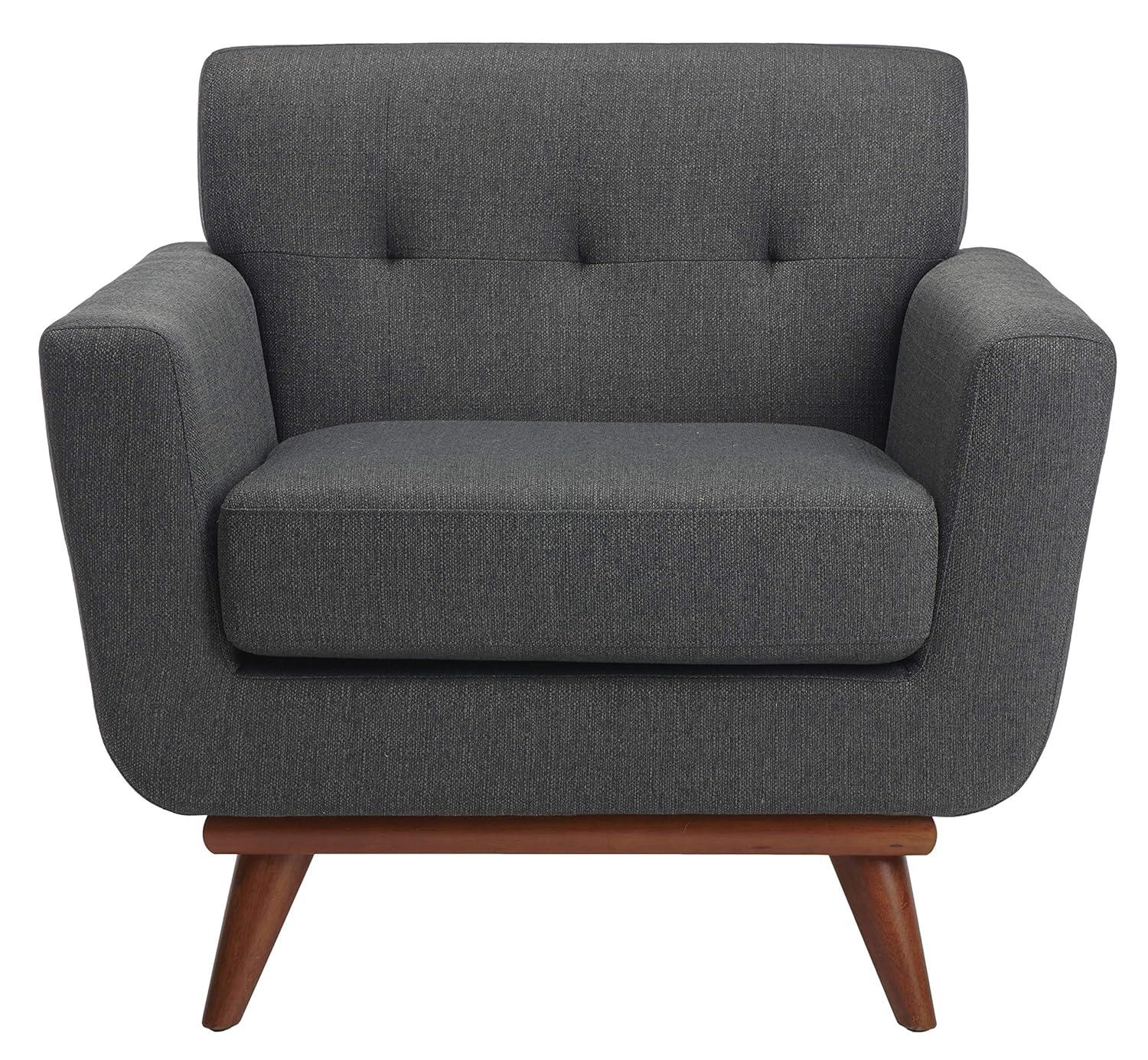 Opal Linen Tufted Arm Chair - Dark Teal - Safavieh