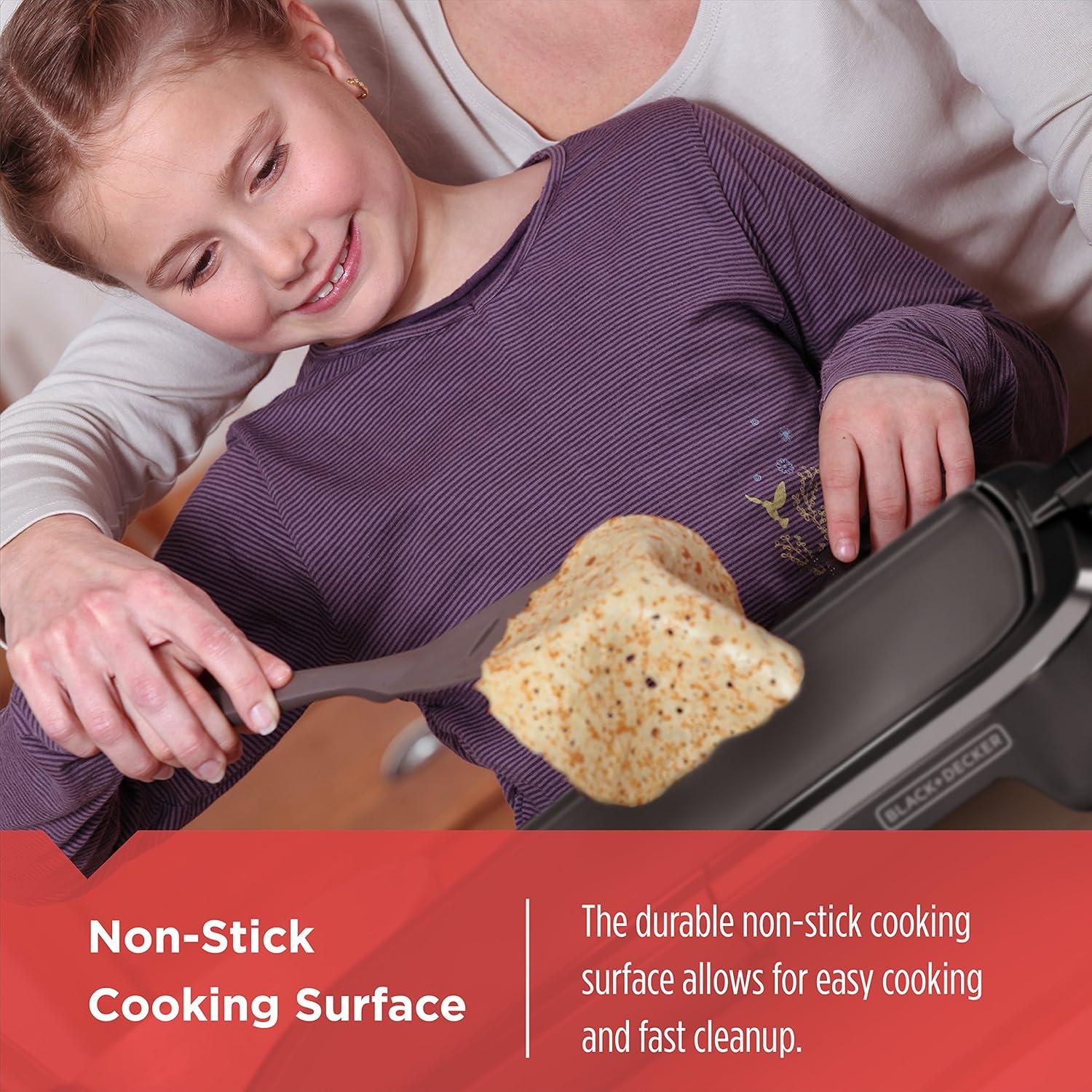 BLACK+DECKER Non-Stick Temperature Controlled 8 Serving Black Griddle