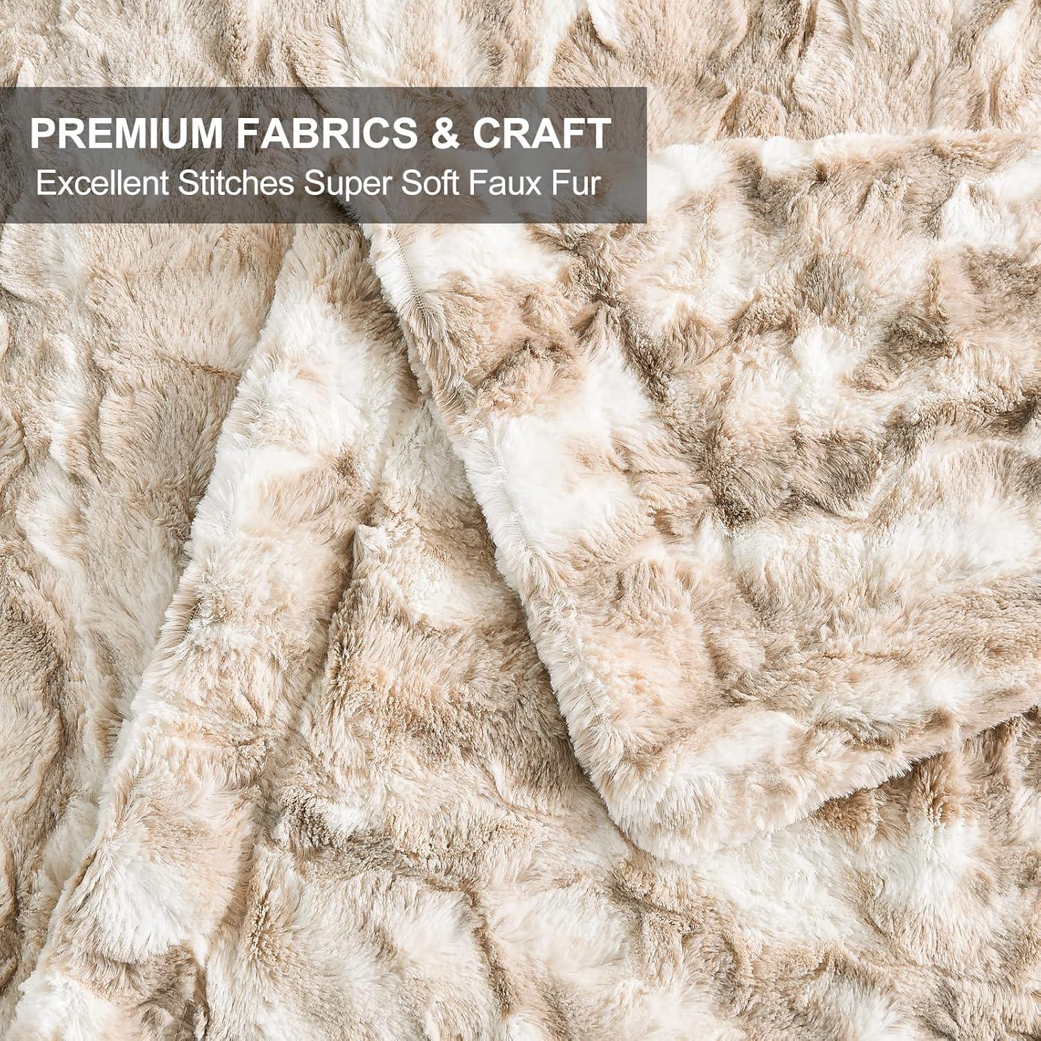 Luxurious Beige Faux Fur 50" x 60" Throw Blanket