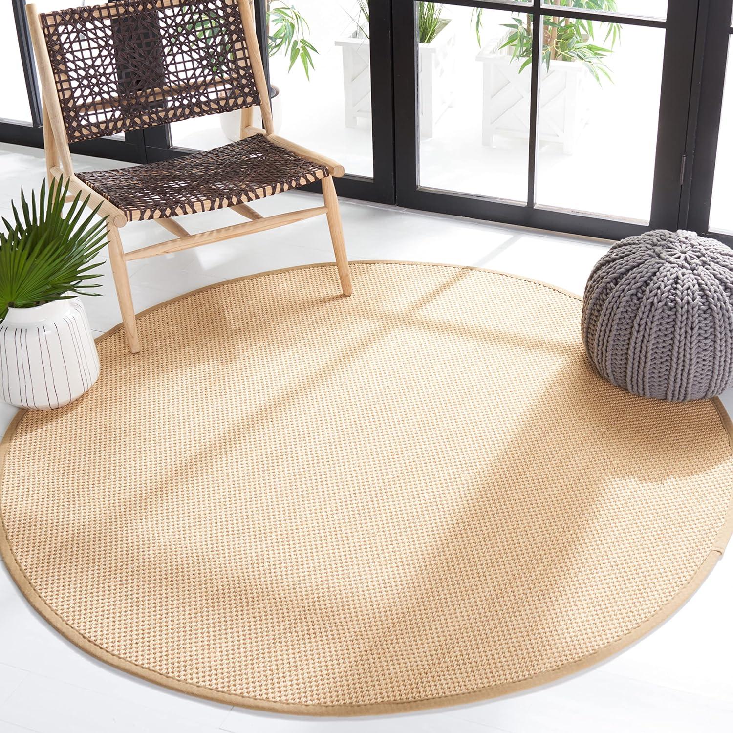 Natural Fiber NF141 Power Loomed Indoor Area Rug - Maize/Linen - 4' Round - Safavieh