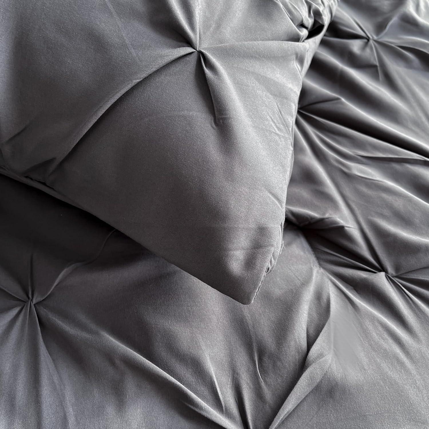 King Dark Grey Microfiber Down Alternative Bed in a Bag Set