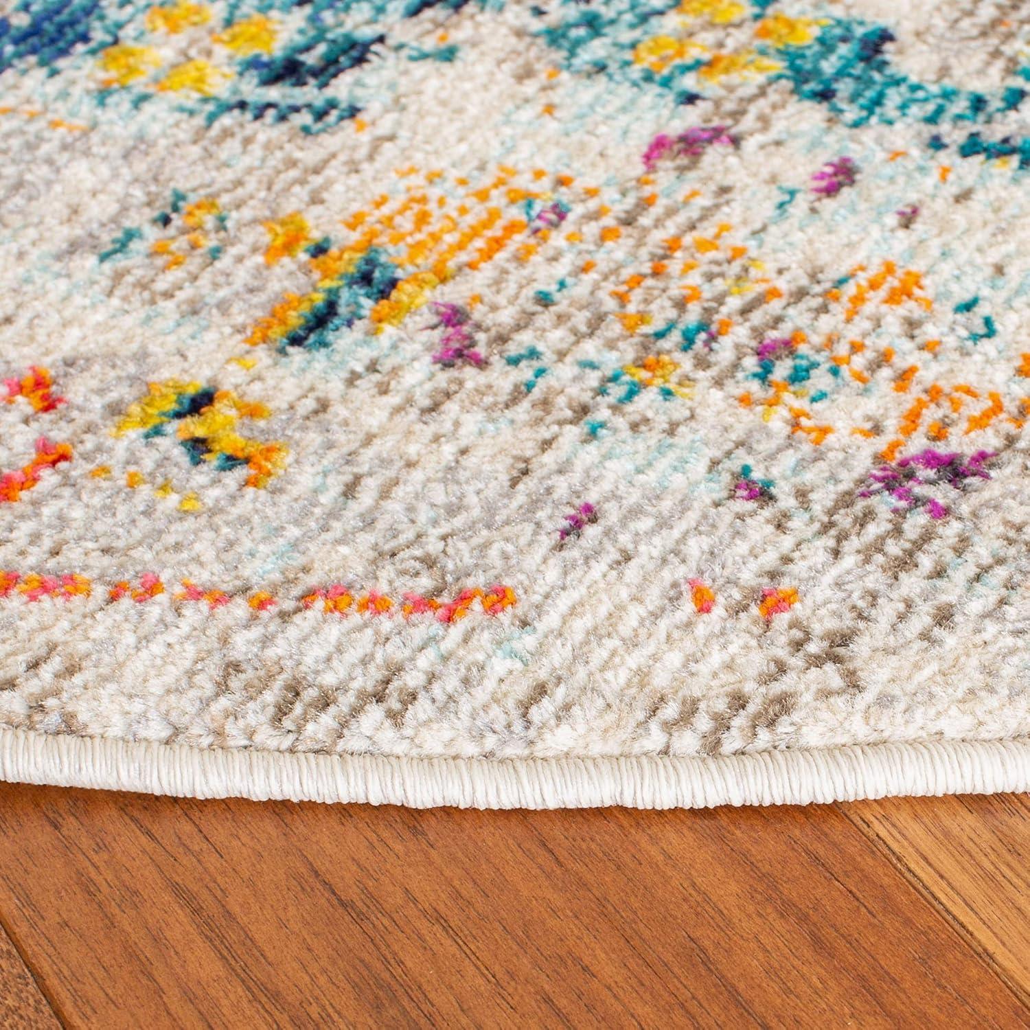 Madison MAD474 Power Loomed Indoor Area Rug - Cream/Blue - 9' Round - Safavieh