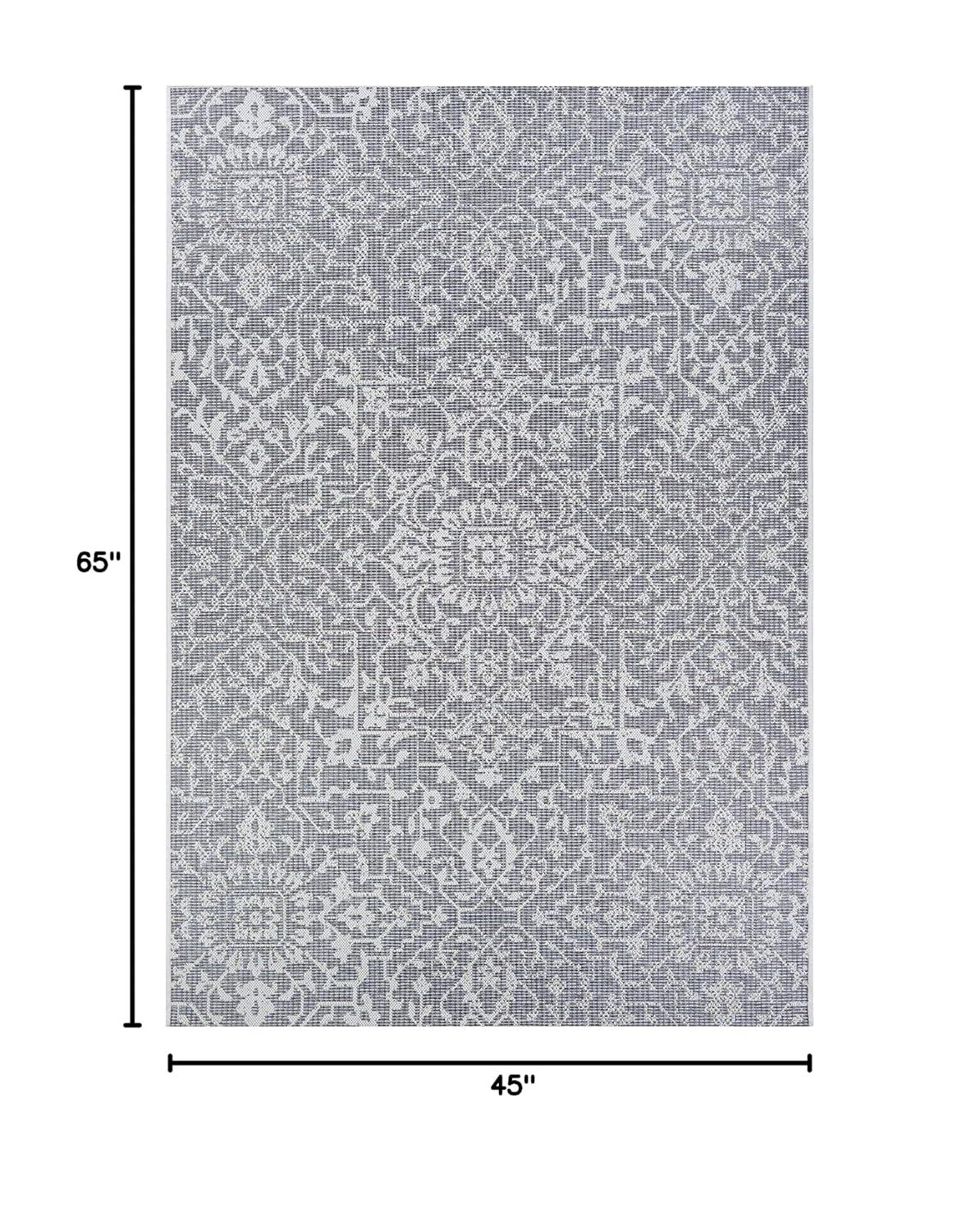 Couristan Monte Carlo Palmette Indoor/Outdoor Area Rug, 3'9" x 5'5", Grey-Ivory