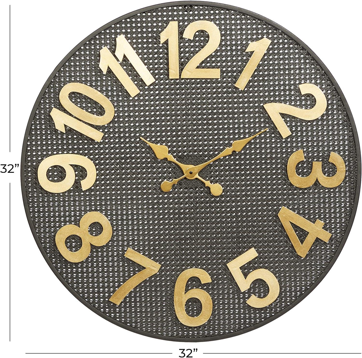 CosmoLiving by Cosmopolitan 32" Black Metal Wall Clock with Gold Numbers