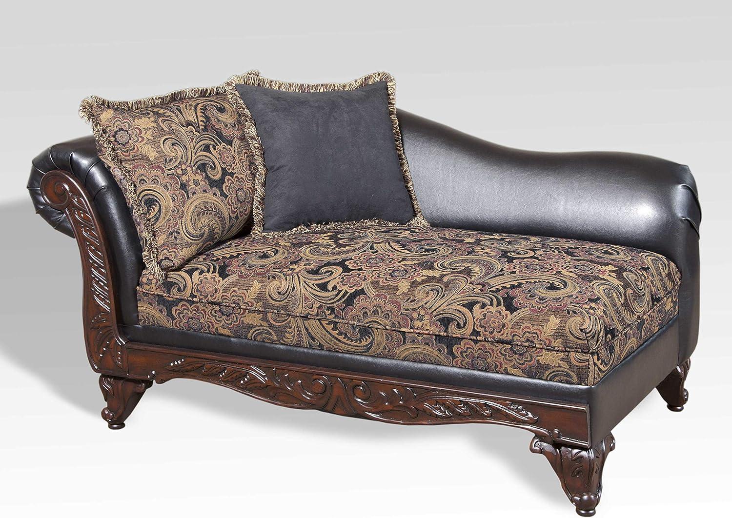 Roundhill Furniture San Marino 2-Tone Chocolate Microfiber Chaise