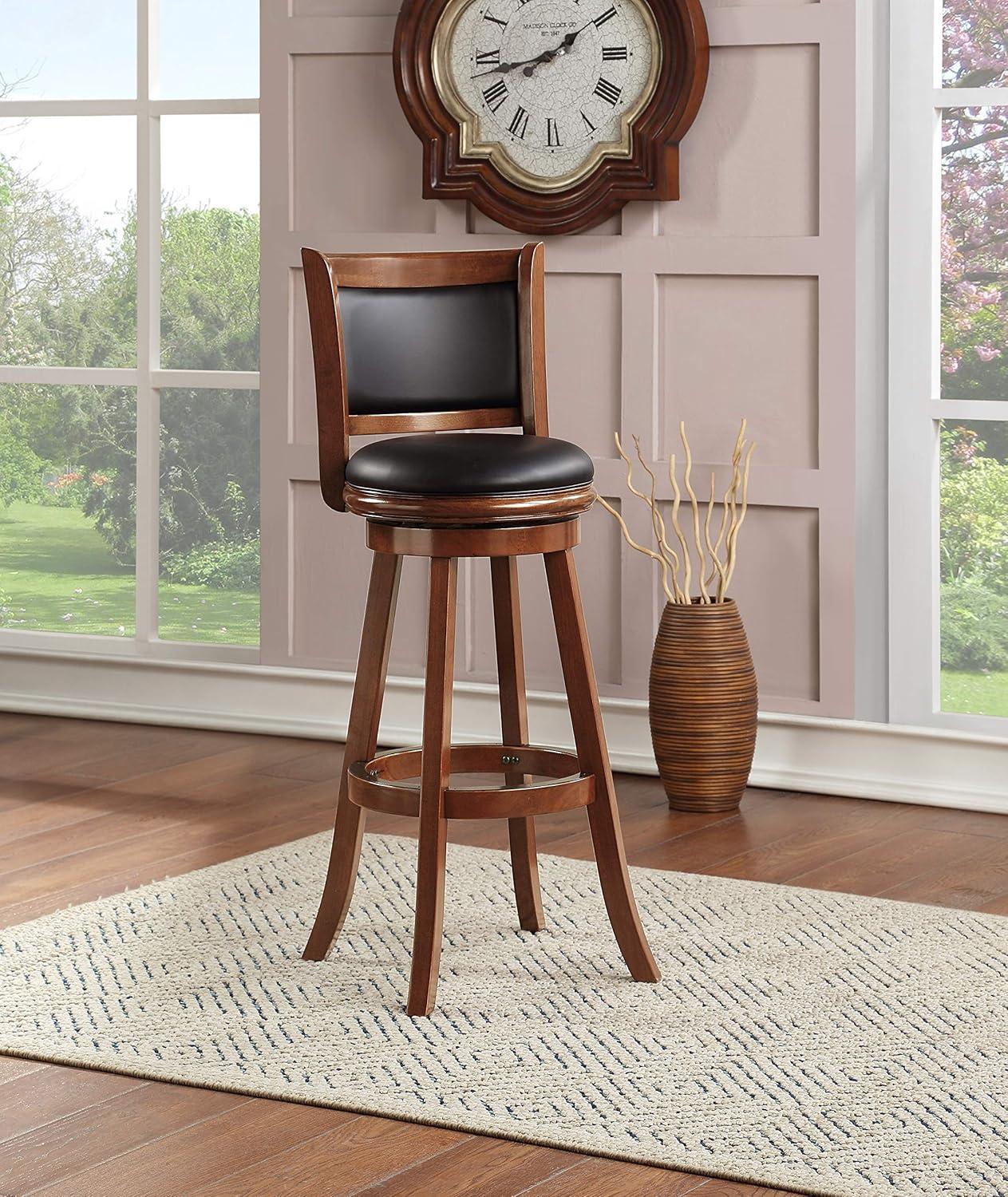 34" Extra Tall Augusta Swivel Barstool Cherry - Boraam: Modern Faux Leather, 360-Degree Swivel