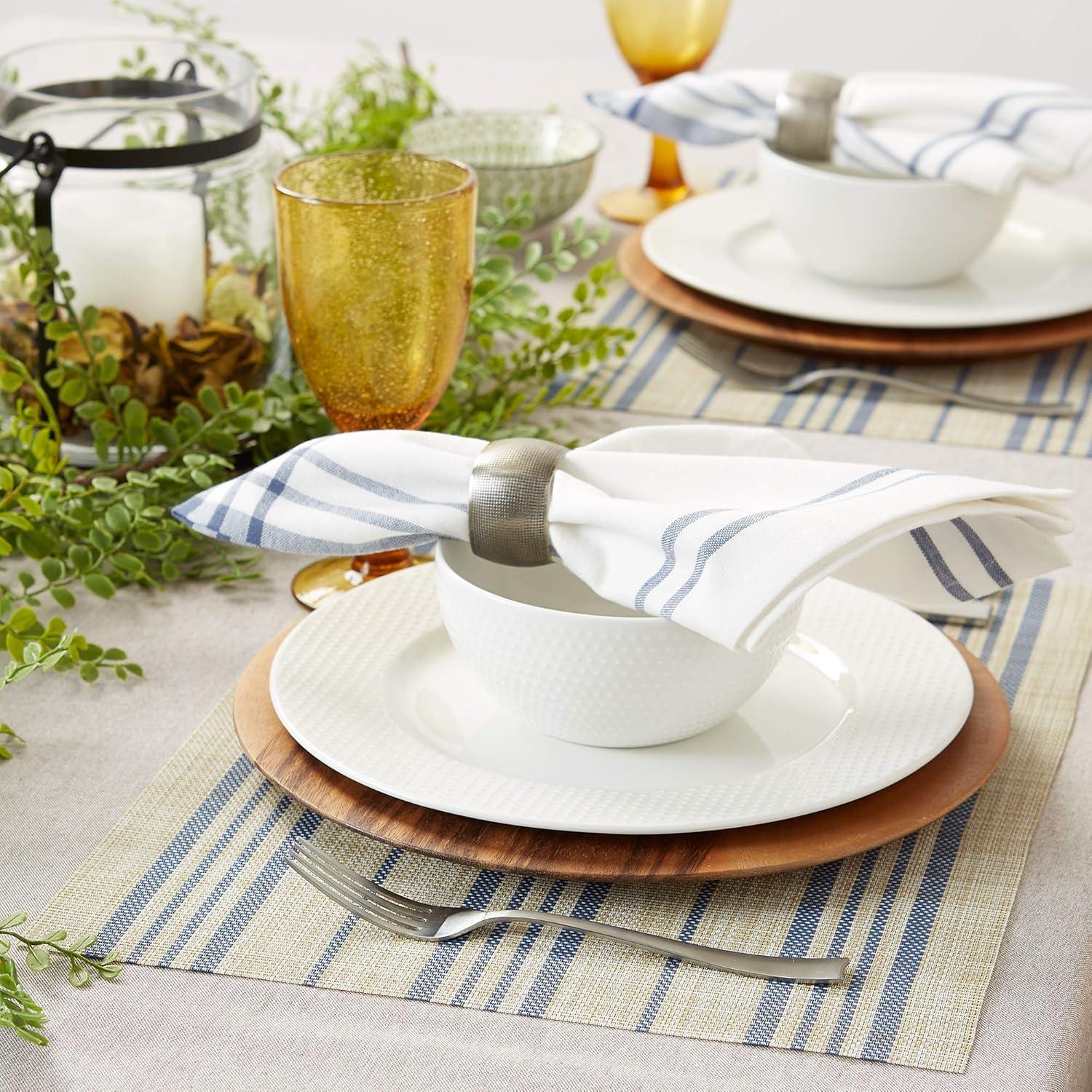 French Blue Farmhouse Stripe PVC Woven Placemat