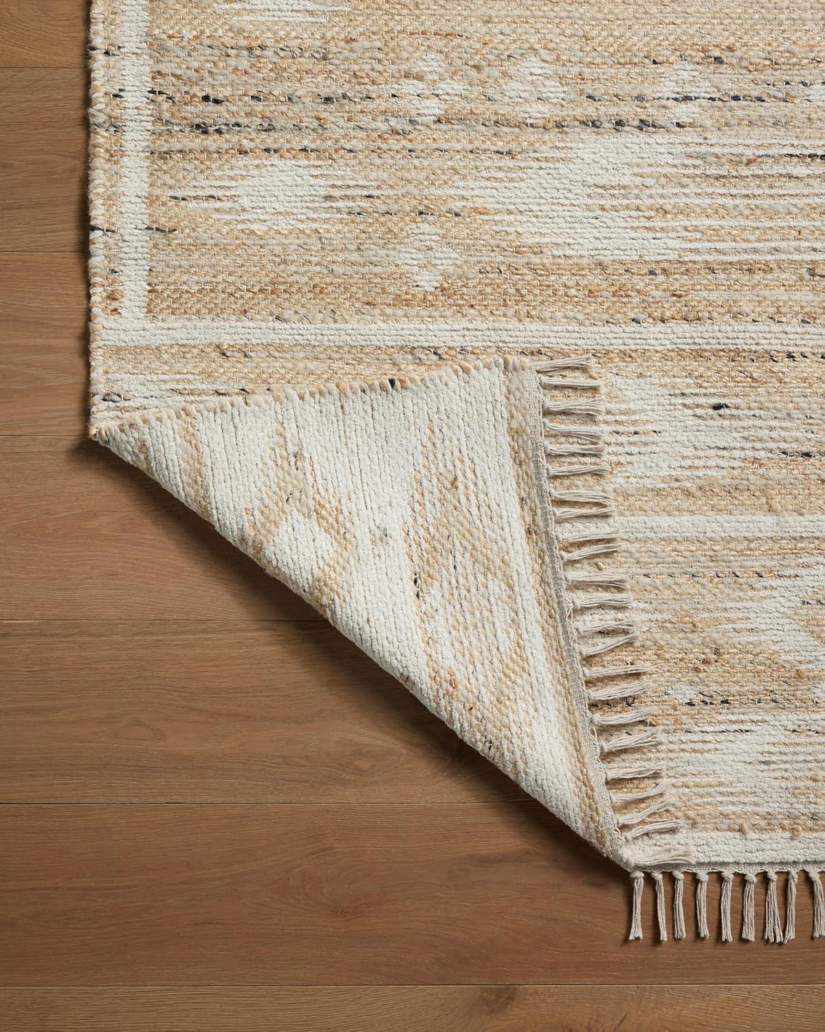 Ivory and Natural Flat Woven Reversible Wool Cotton Rug Sample