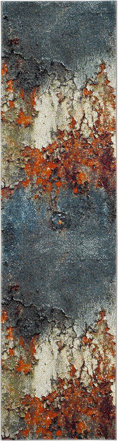 Glacier GLA125 Power Loomed Indoor Runner - Blue/Multi - 2'3"x10' - Safavieh