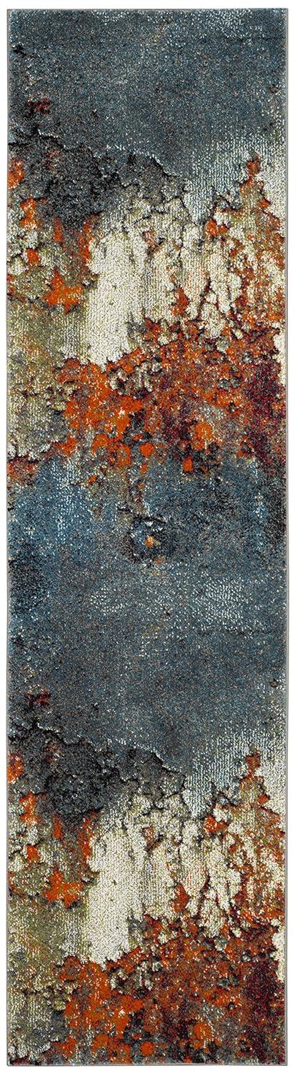 Glacier GLA125 Power Loomed Indoor Runner - Blue/Multi - 2'3"x10' - Safavieh