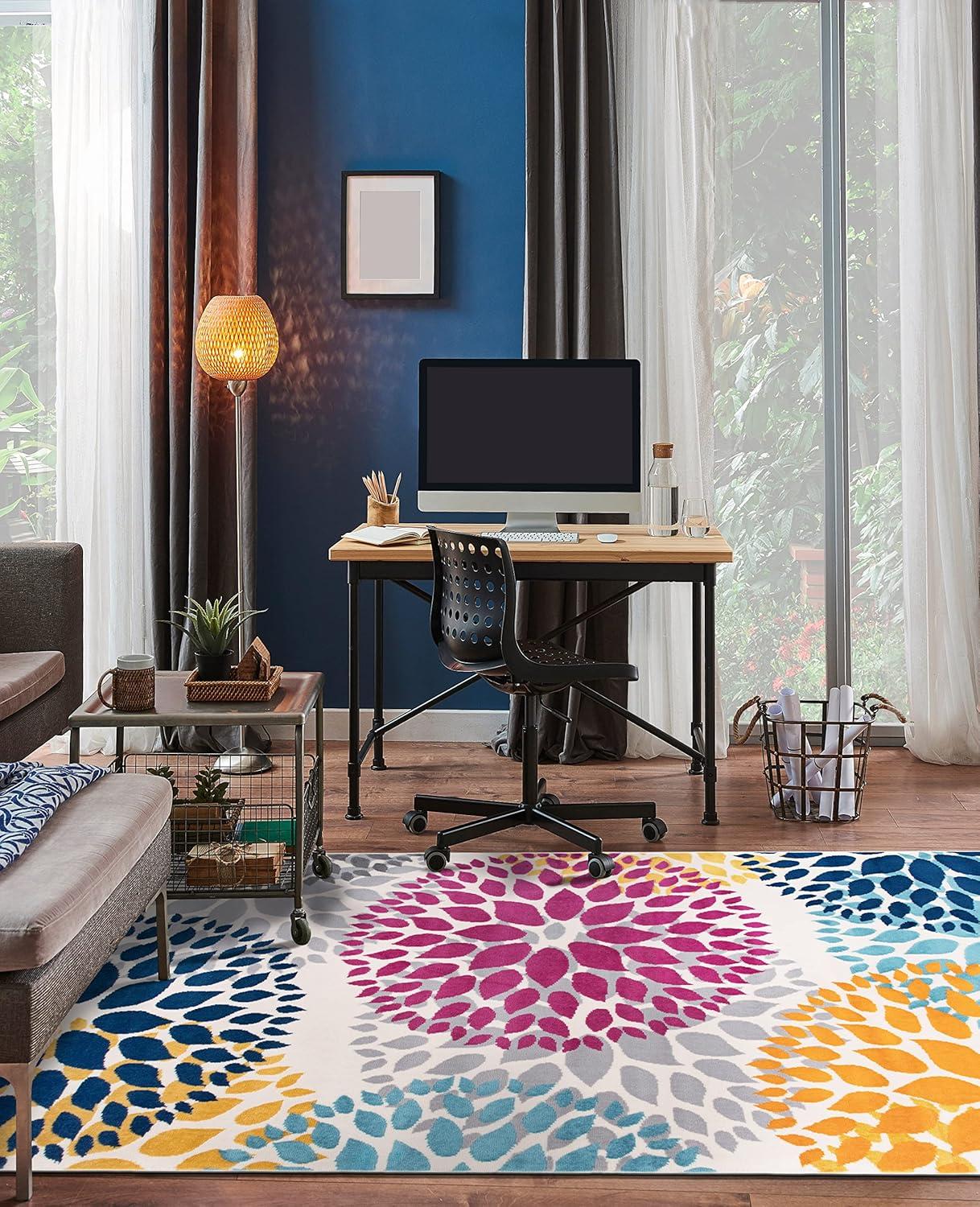 World Rug Gallery Modern Floral Circles Area Rug