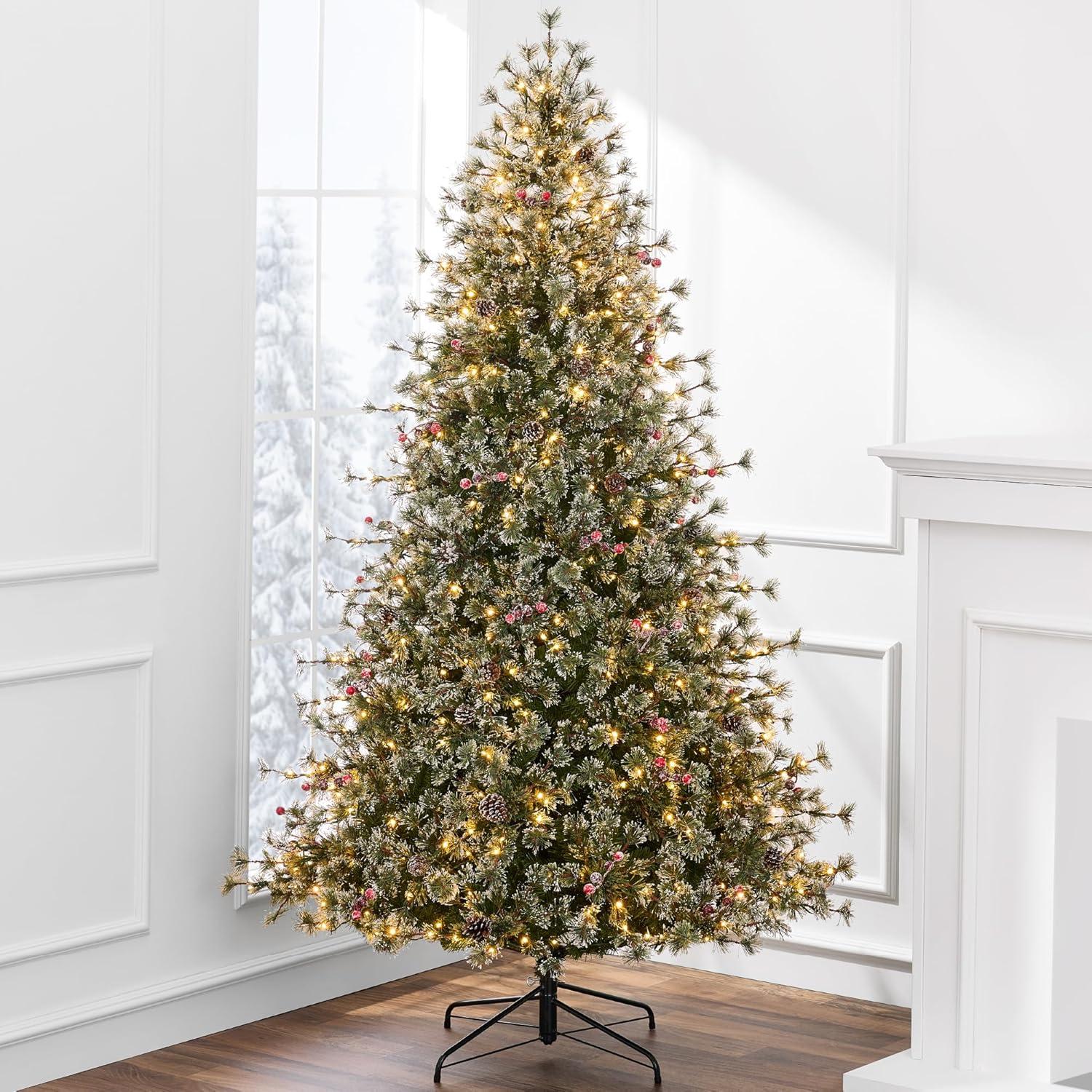 Best Choice Products Pre-Lit Cashmere Christmas Tree, Premium Semi-Flocked Pre-Decorated Artificial Holiday Décor