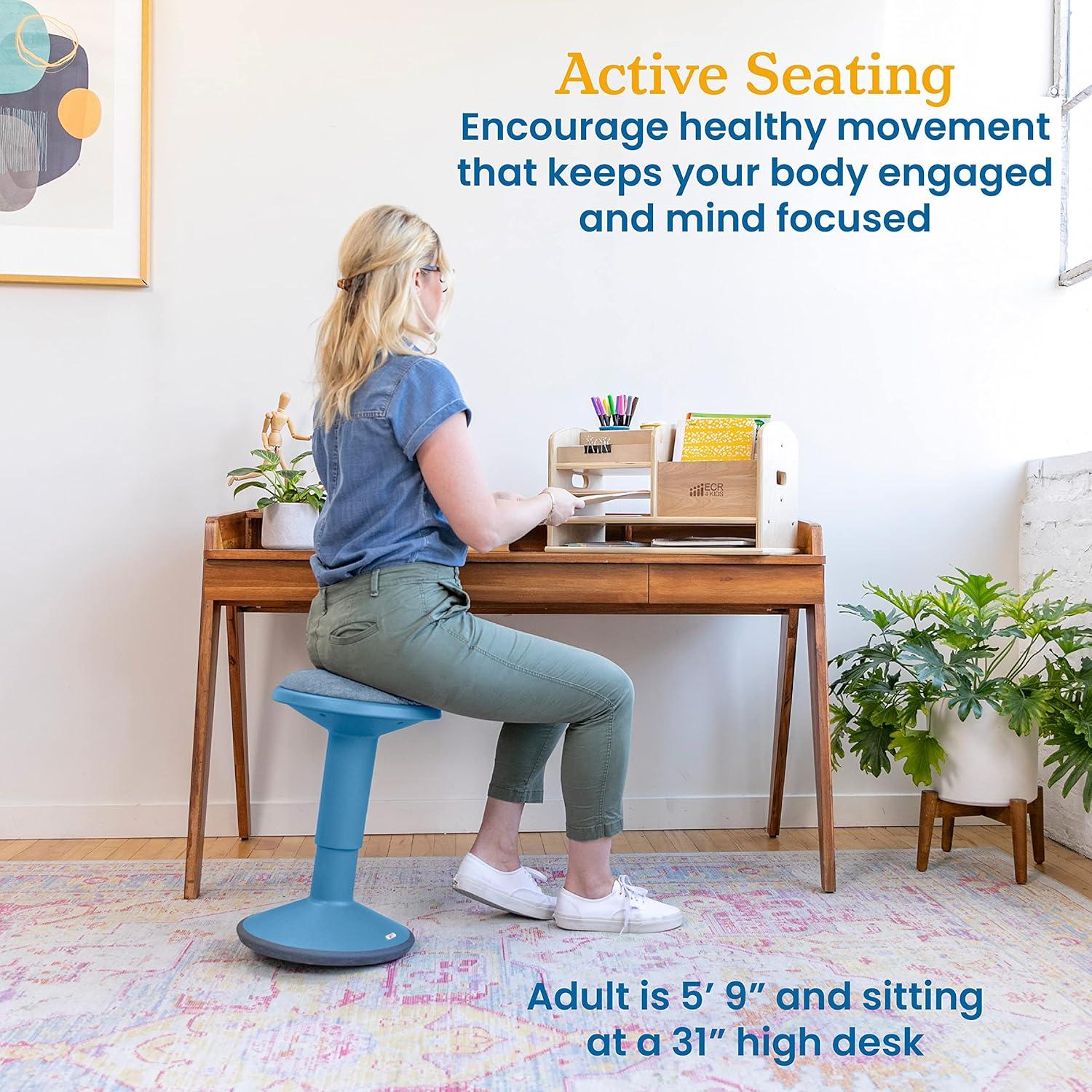 ECR4Kids ECR4Kids Sitwell Wobble Stool with Cushion, Adjustable Height, Active Seating