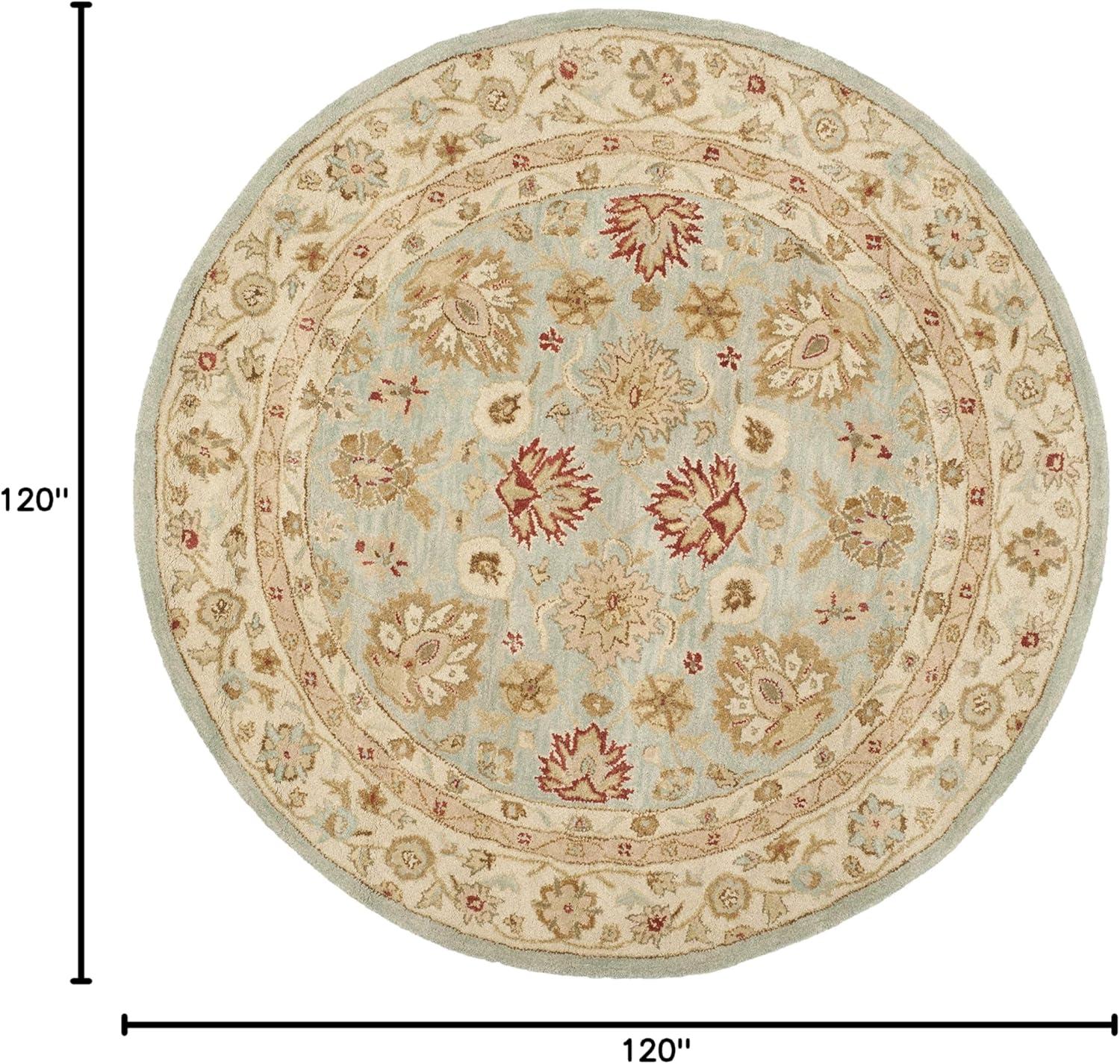 Antiquity AT822 Hand Tufted Area Rug - Grey Blue/Beige - 10' Round - Safavieh.