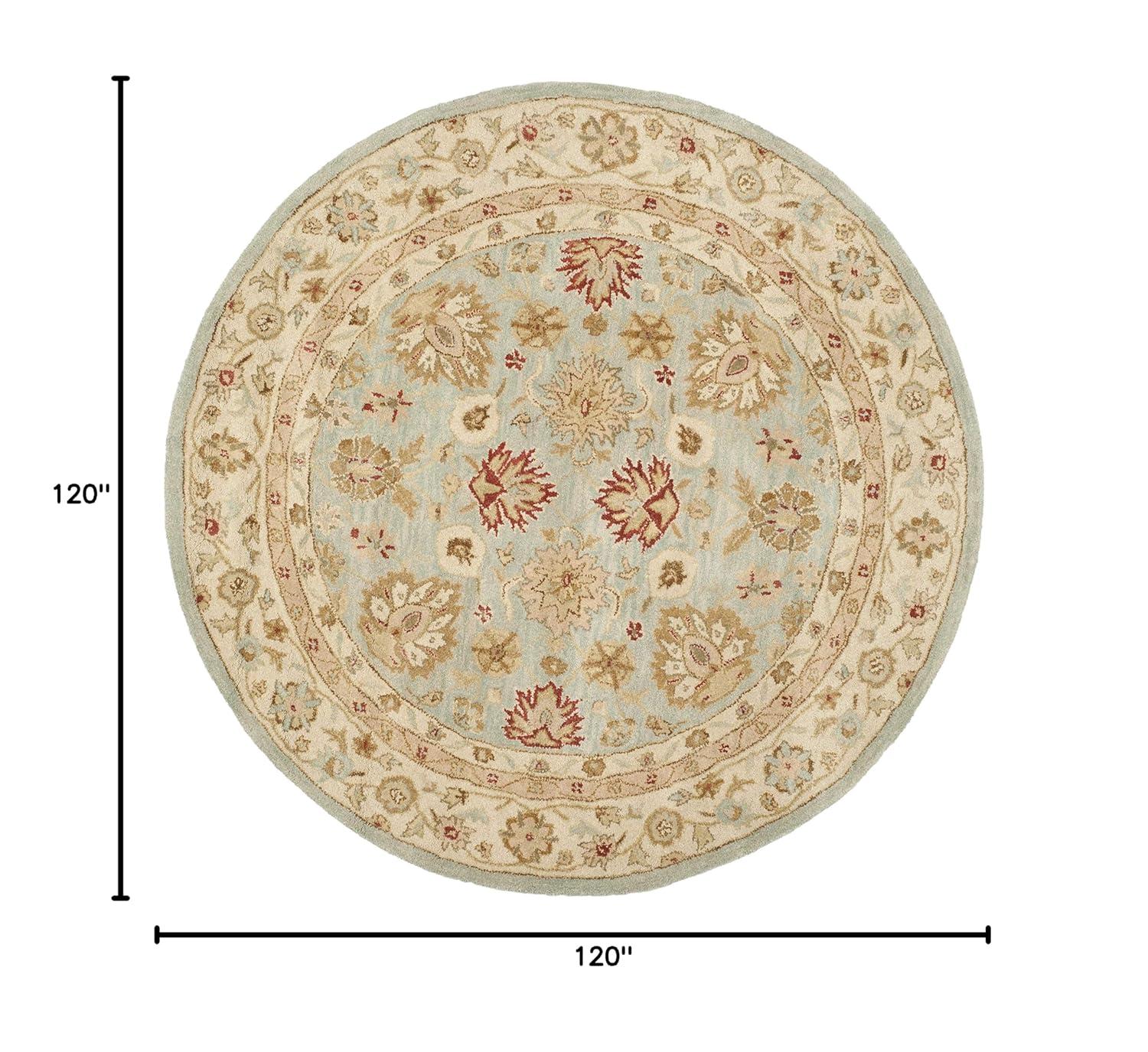 Antiquity AT822 Hand Tufted Area Rug - Grey Blue/Beige - 10' Round - Safavieh.