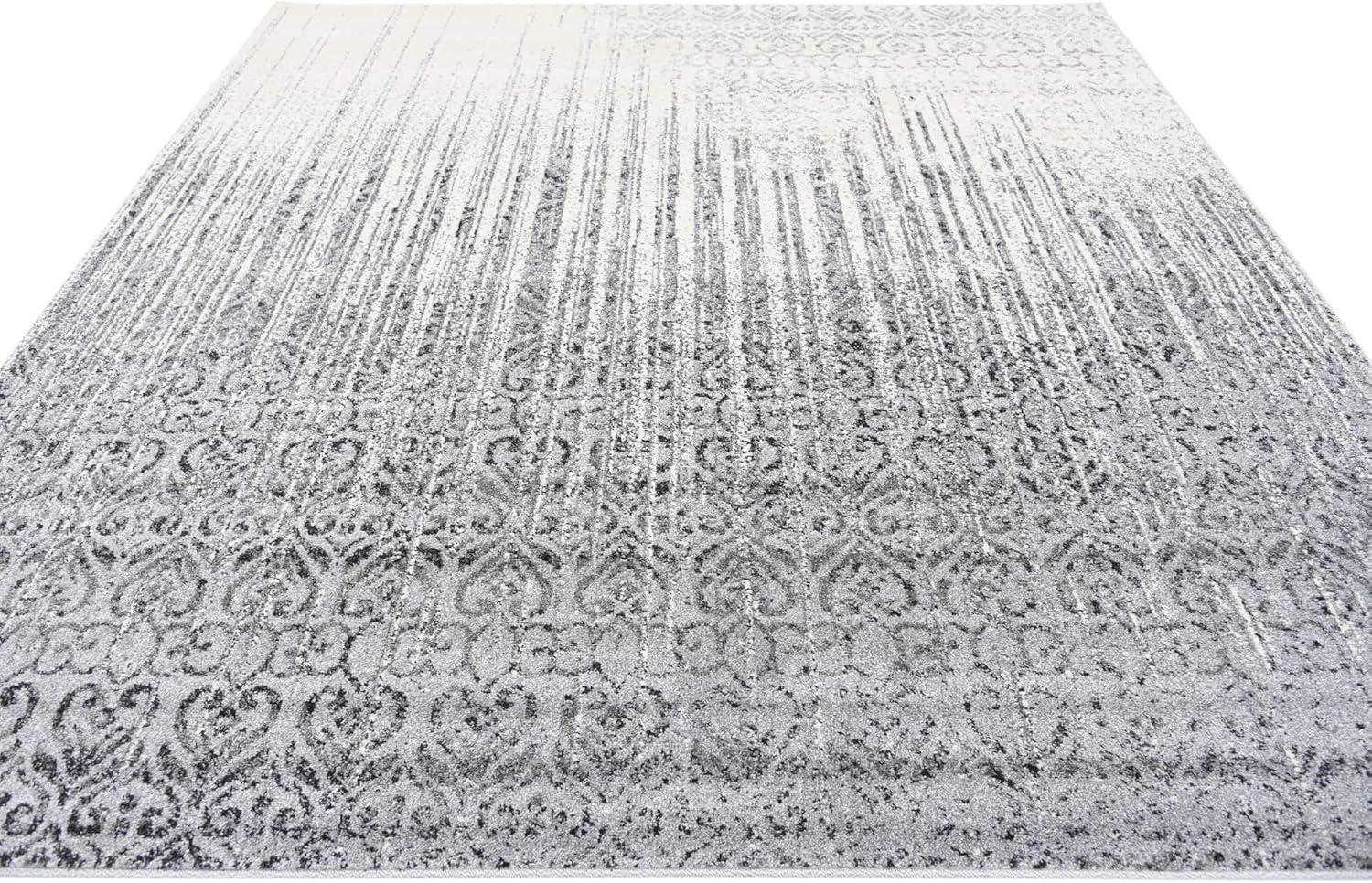 Gray Geometric Tufted Washable Square Area Rug