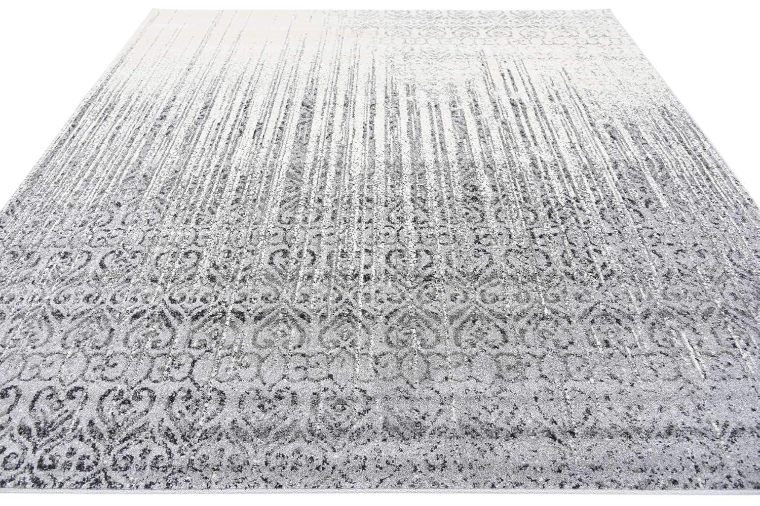 Unique Loom Del Mar Collection Area Rug - Jennifer (7' 10" Square, Gray/ Black)