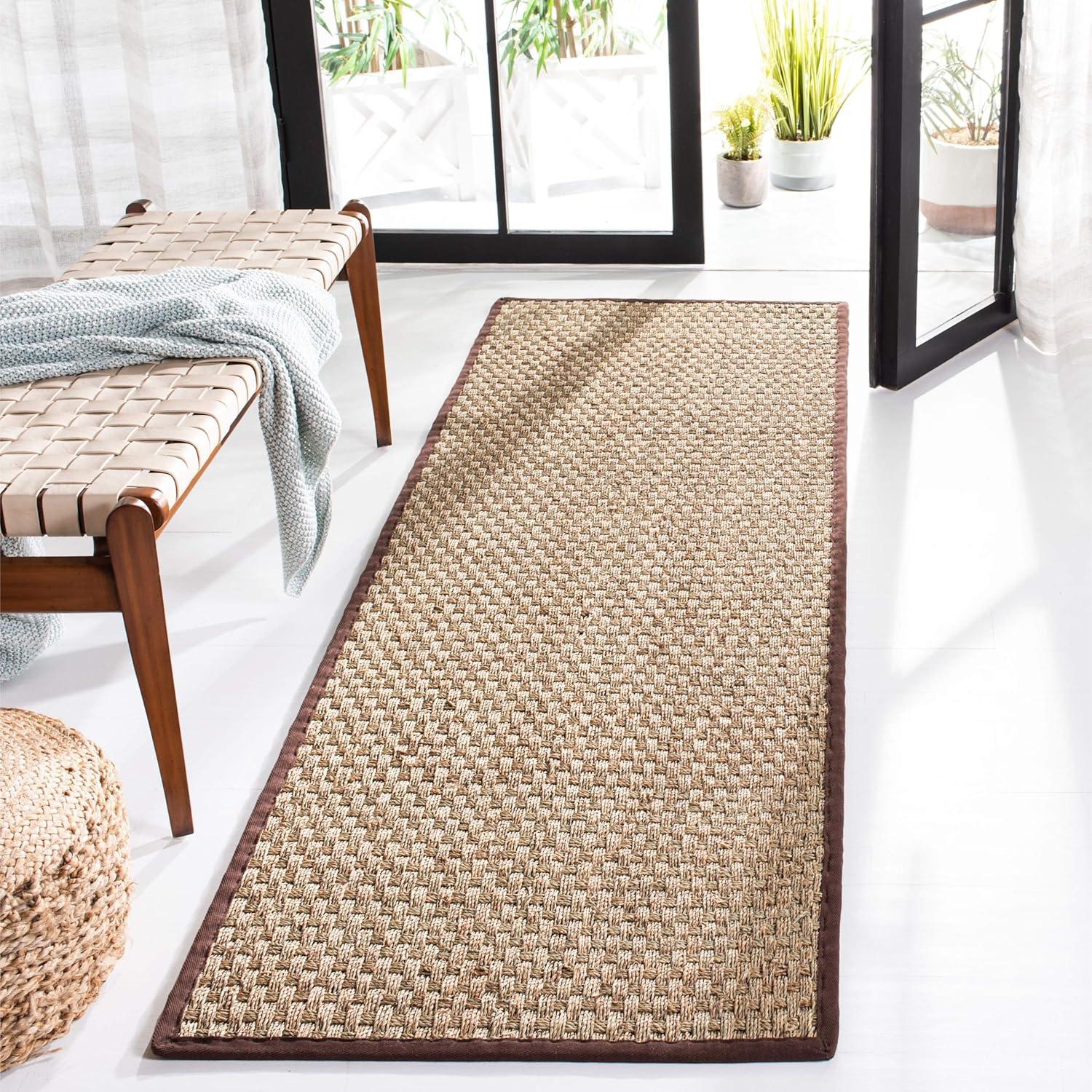Natural Fiber NF114 Power Loomed Runner Rug - Natural/Dark Brown - 2'6"x10' - Safavieh.