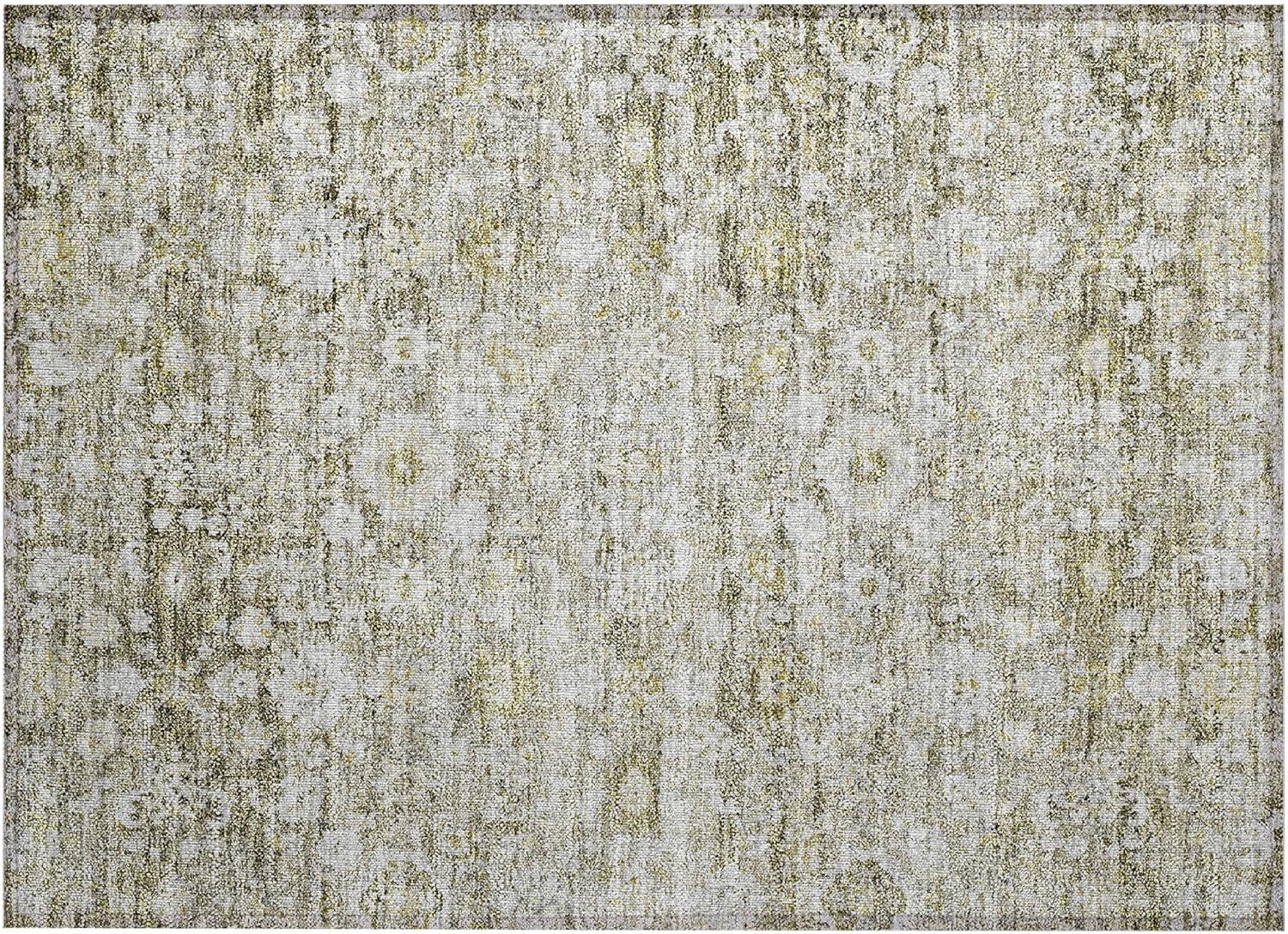 Taupe Medallion Pattern Indoor Outdoor Area Rug