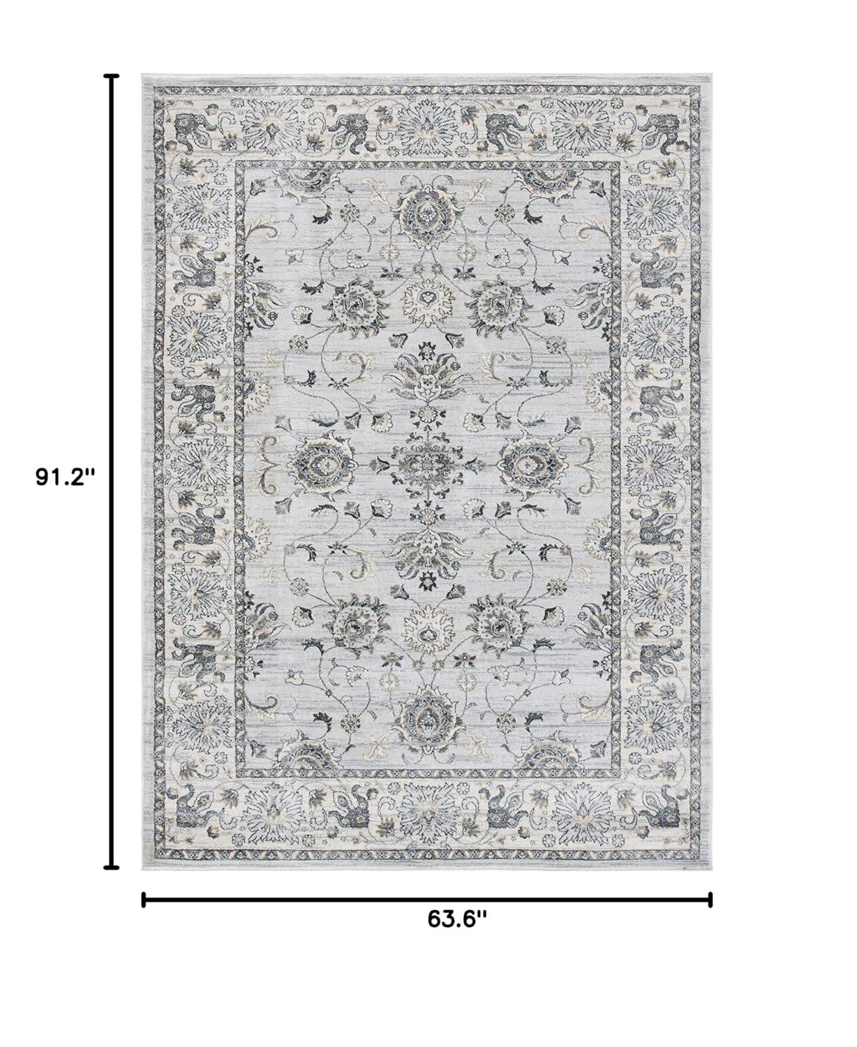 Isabella ISA940 Power Loomed Area Rug - Light Grey/Cream - 5'3"x7'6" - Safavieh
