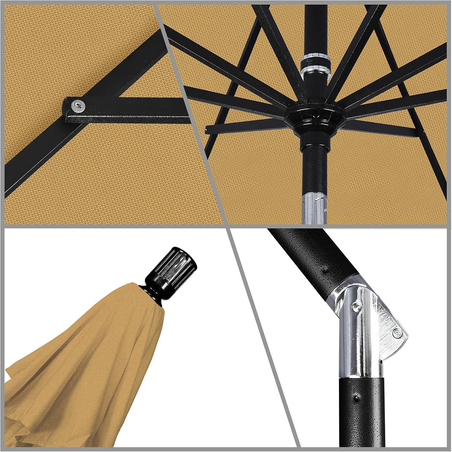 Champagne Octagon Aluminum Market Umbrella with Crank Lift