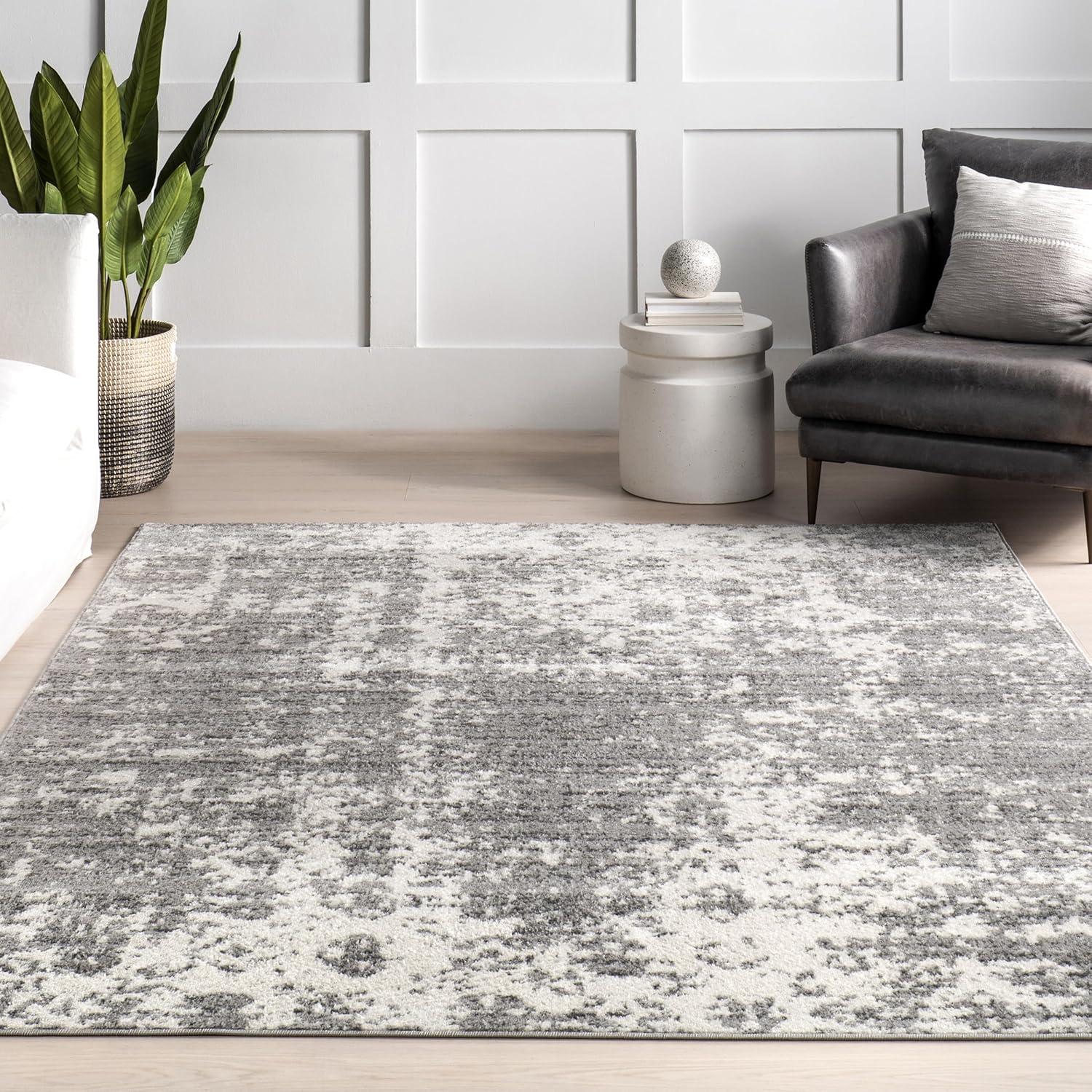 Nuloom Deedra Abstract 7x9 Indoor Area Rug for Living Room Bedroom Dining Room Kitchen, Grey/Ivory