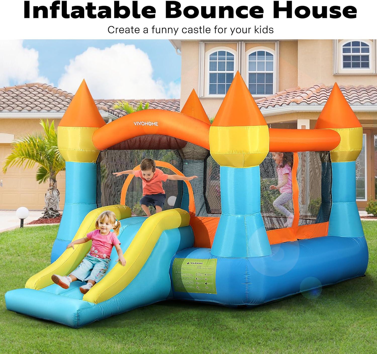 Vibrant Inflatable Bounce House with Slide and Blower