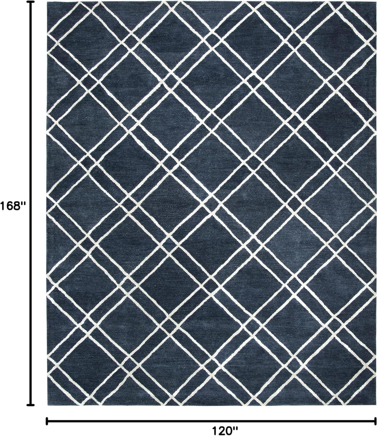 SAFAVIEH Himalaya Maralyn Geometric Wool Area Rug, Navy/Silver, 10' x 14'
