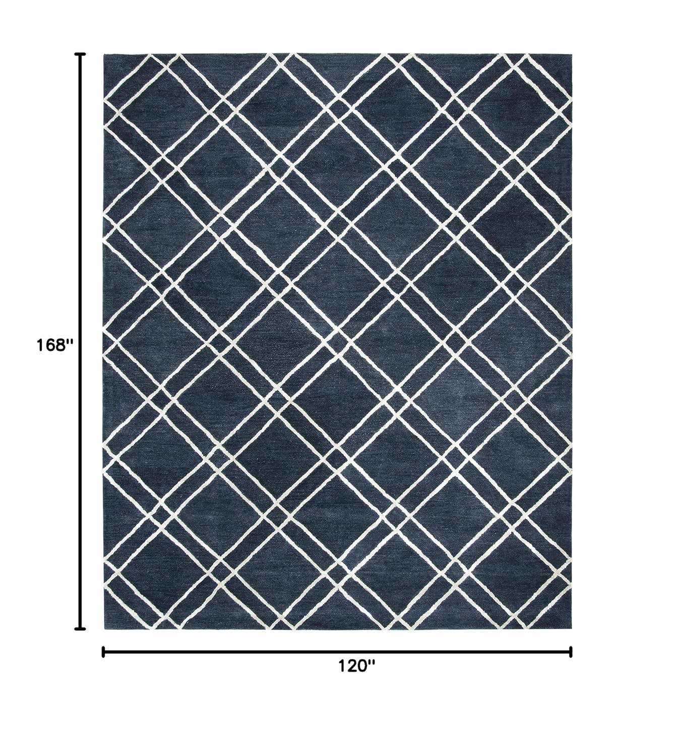 SAFAVIEH Himalaya Maralyn Geometric Wool Area Rug, Navy/Silver, 10' x 14'