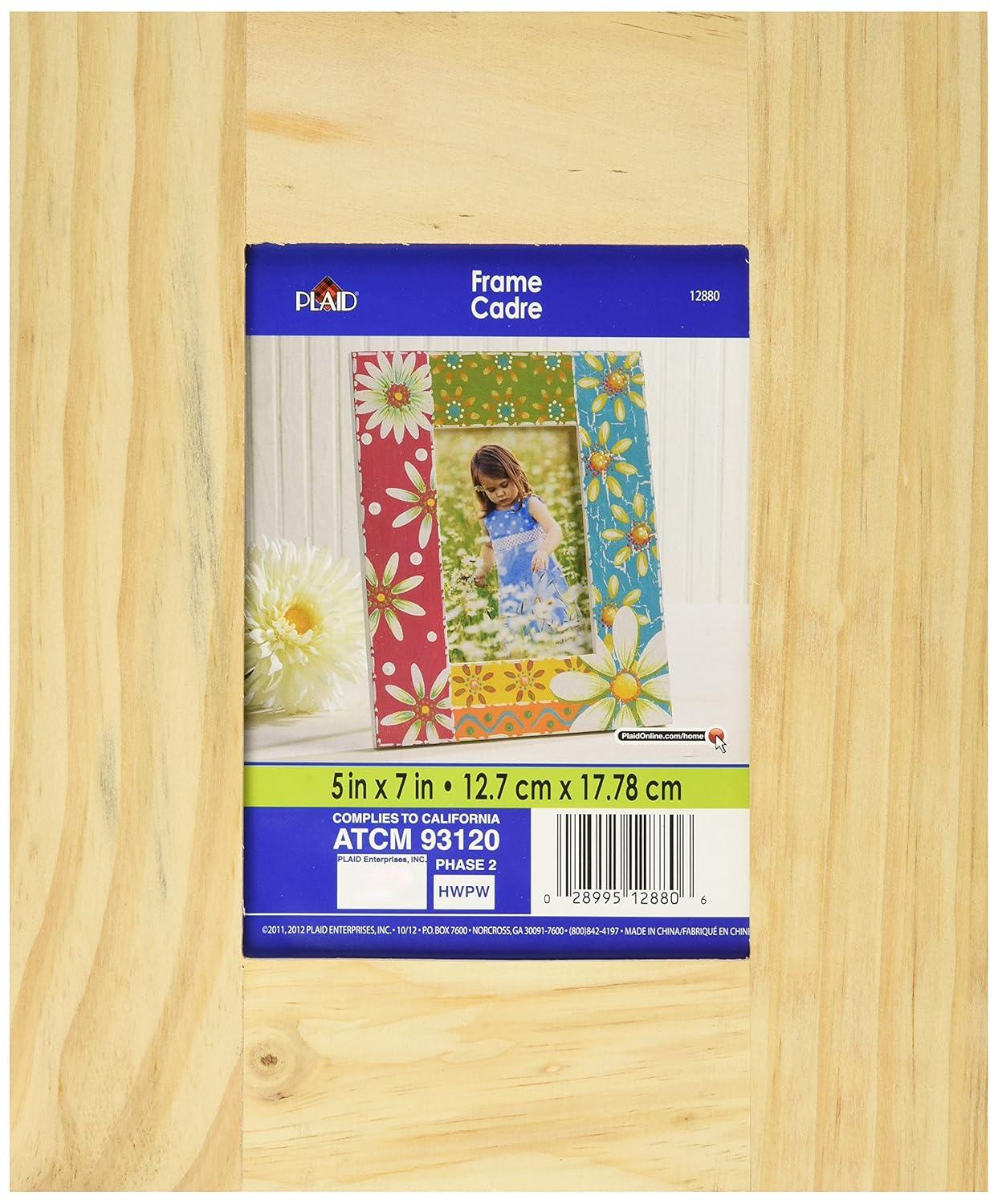 Plaid Unpainted Wood Surface, Wood Frame, 1 Piece, 5" x 7"