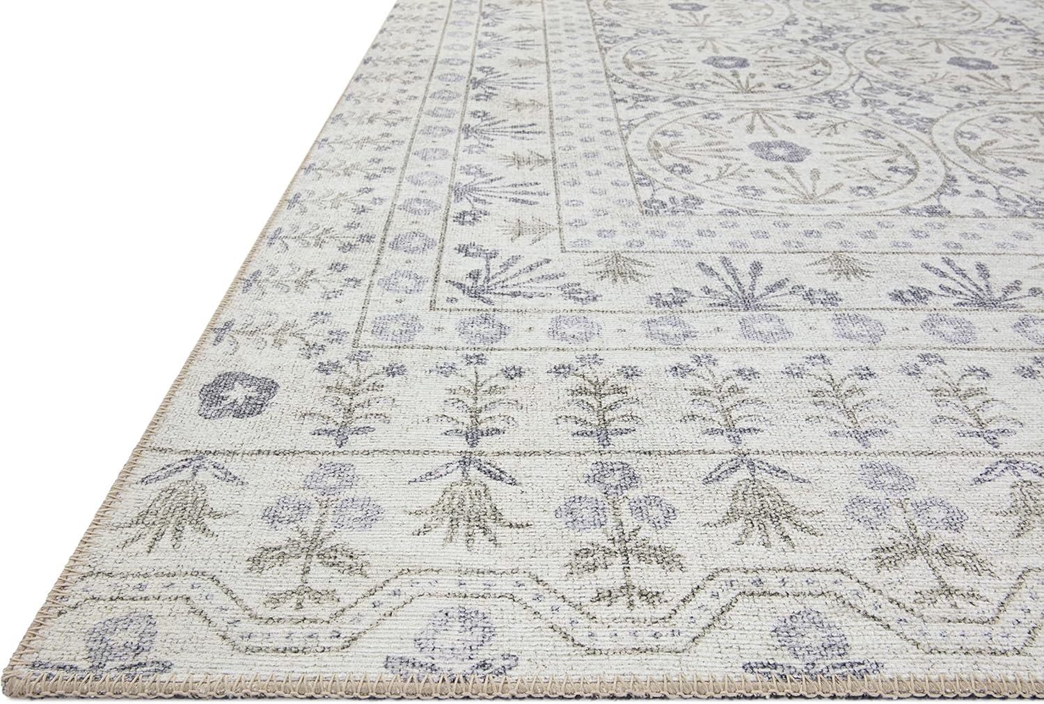 Rosette Ivory Rectangular Easy-Care Wool-Blend 7'6" x 9'6" Area Rug