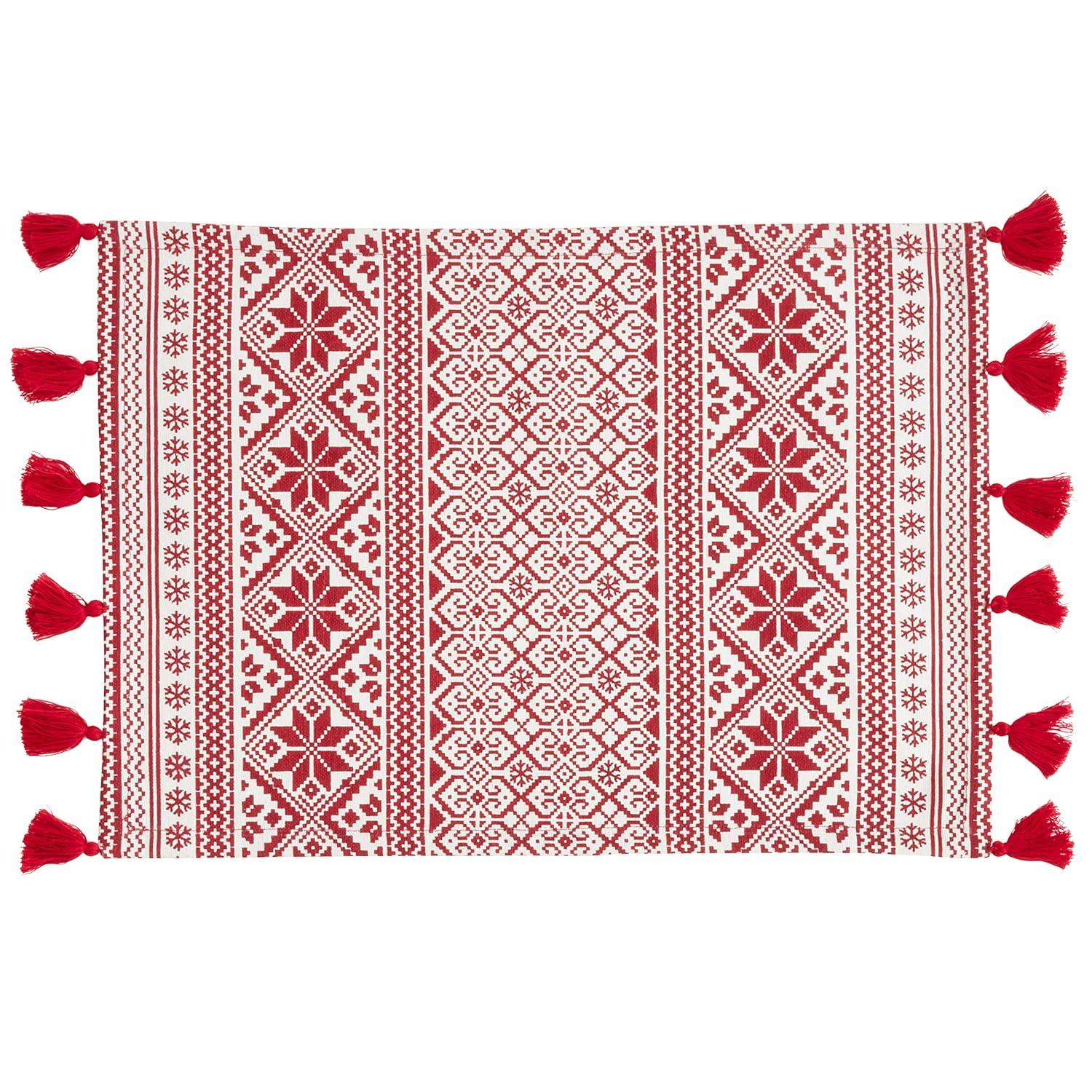 Saro Lifestyle Cotton Placemats With Christmas Pattern (Set of 4)