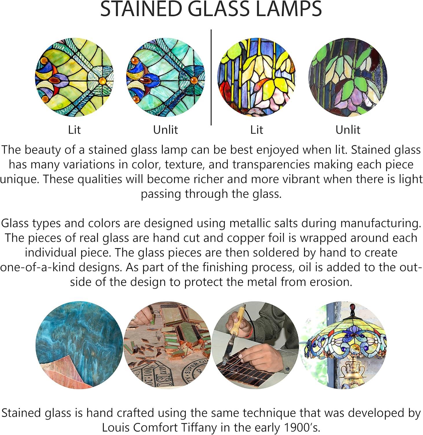 10" H Stained Glass Mini Dragonfly Table Lamp w/ Mosaic Base