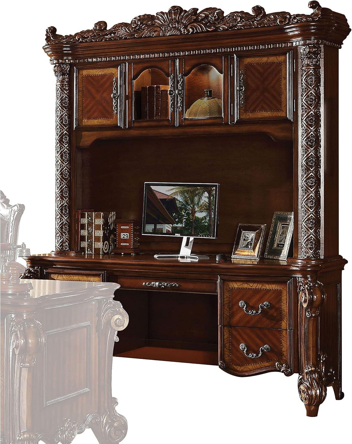 Vendome Executive Cherry Oak Desk with Hutch and Drawers