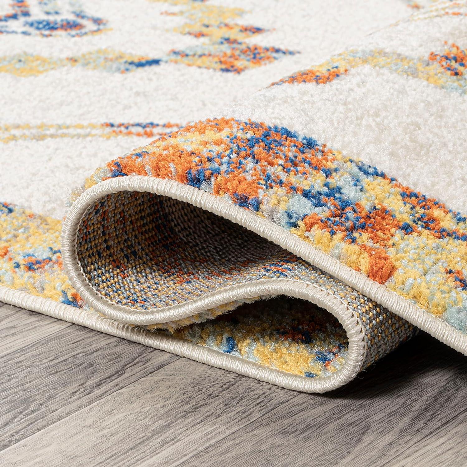 JONATHAN Y Amir Moroccan Beni Souk Ivory/Blue/Orange 8 ft. x 10 ft. Area Rug