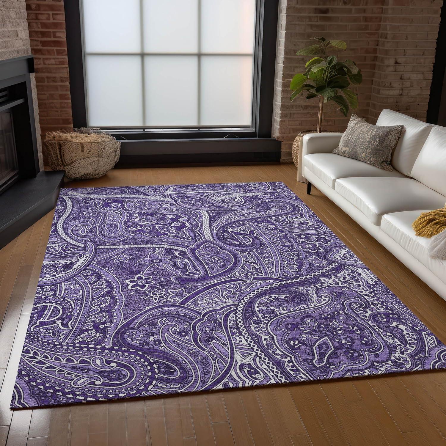 Chantille Purple Paisley 8' x 10' Indoor Outdoor Area Rug