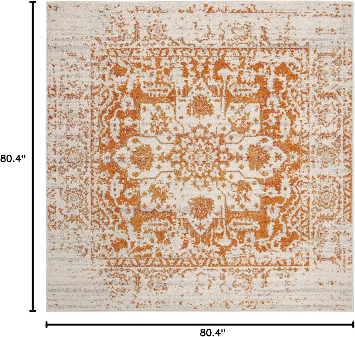 Madison MAD603 Power Loomed Area Rug - Orange/Ivory - 6'7"x6'7" - Safavieh.