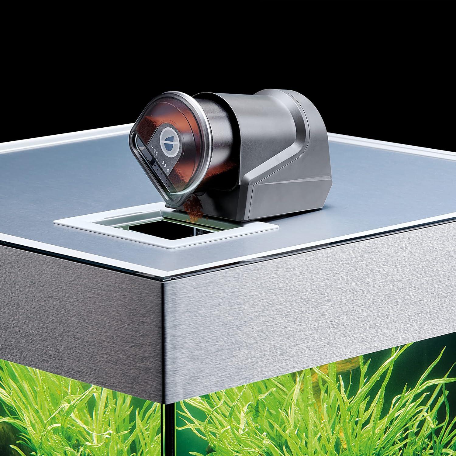 Black Battery-Powered Automatic Fish Feeder with LCD Display