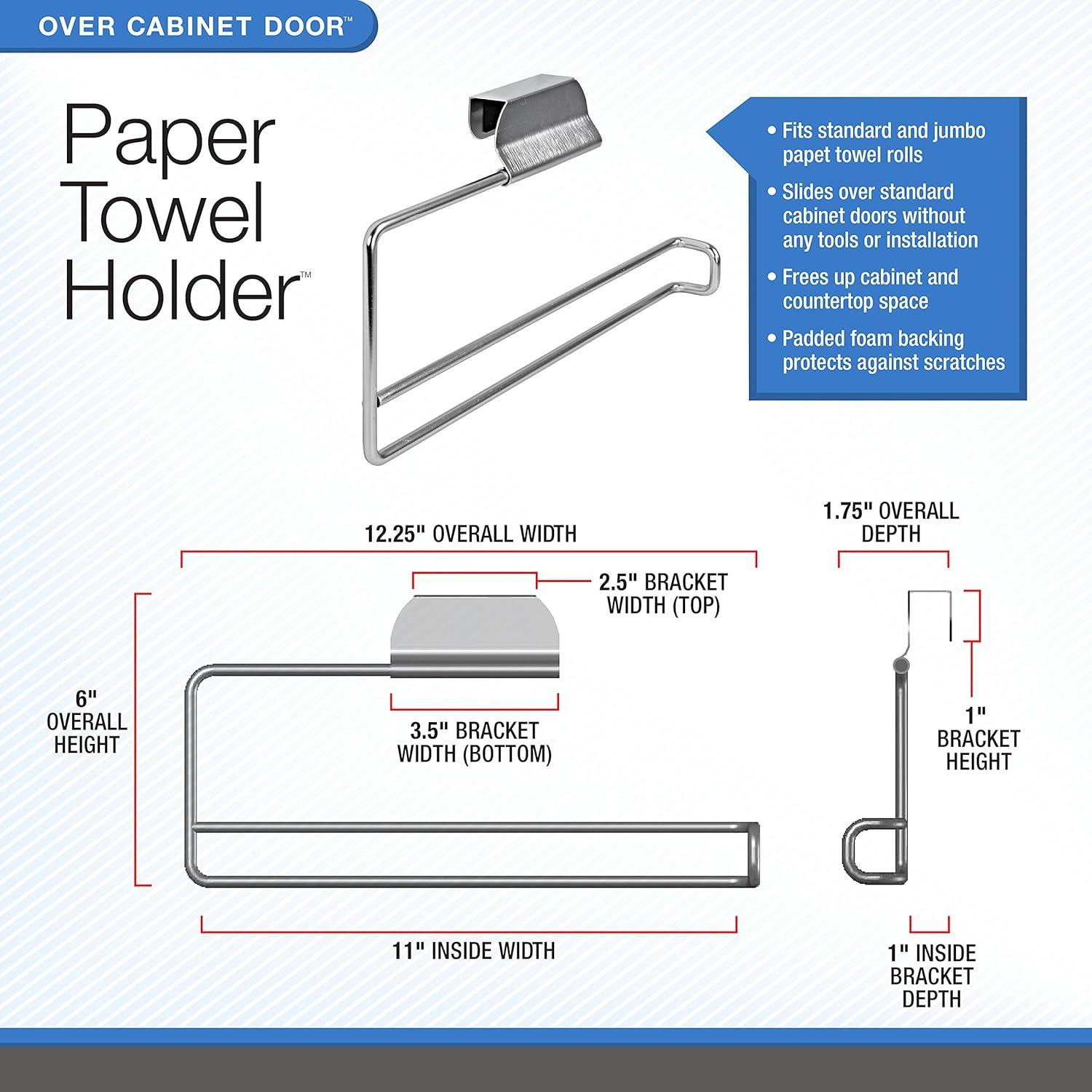 Stainless Steel Over Cabinet Paper Towel Holder