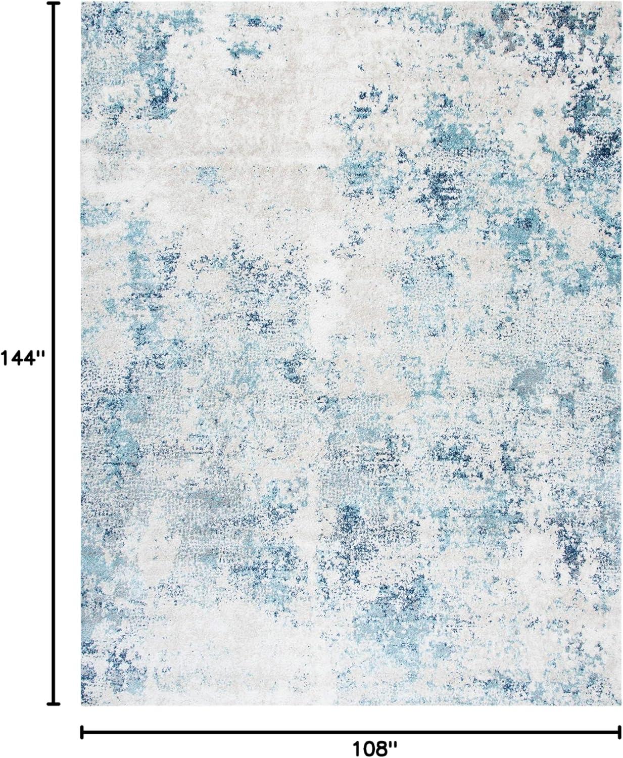 Safavieh  Aston Fedra Modern Abstract Rug Ivory/Blue 9'  x  12' 9' x 12' Indoor Living Room,Bedroom,Dining Room Blue Rectangle