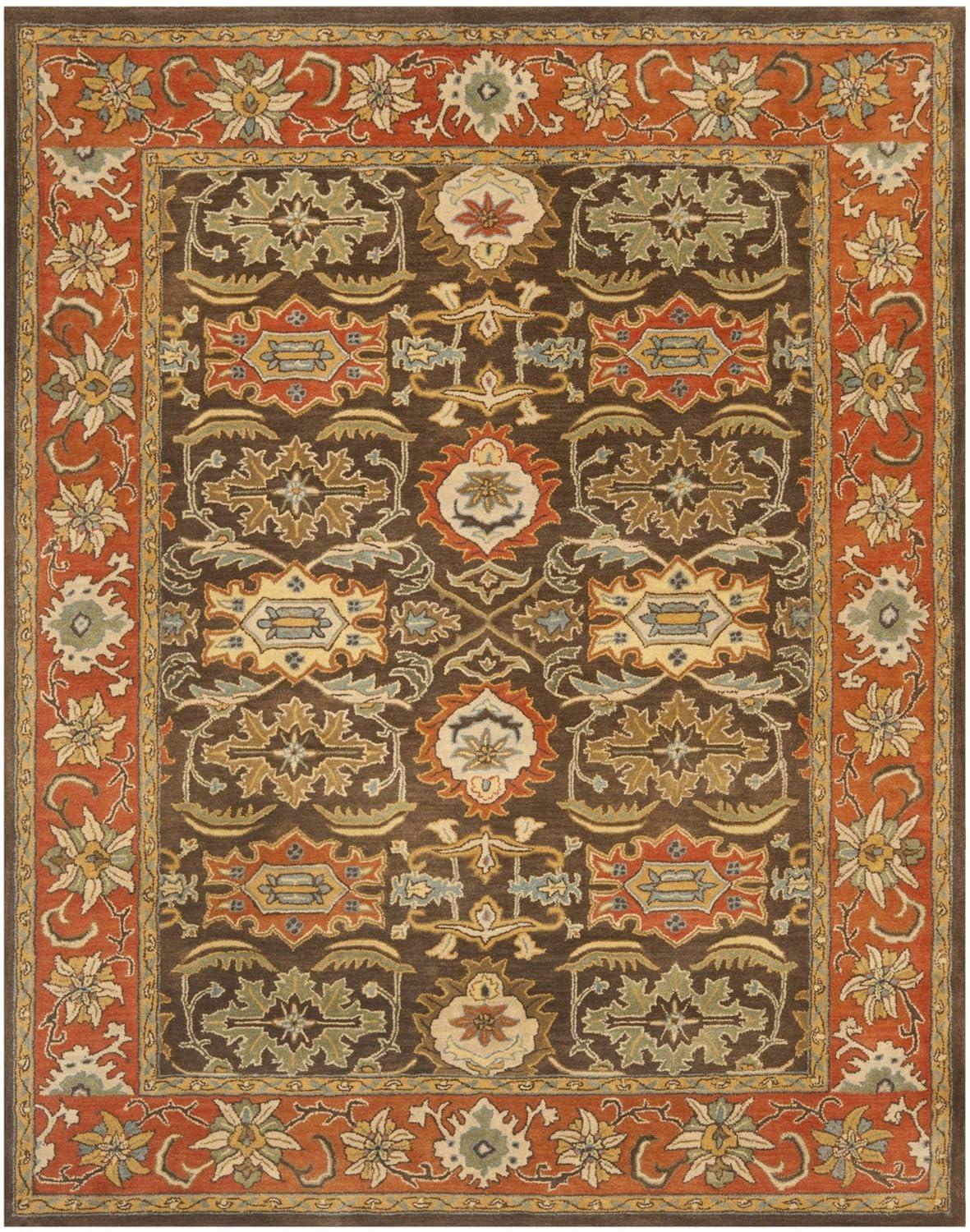 Heritage HG734 Handmade Area Rug - 7'6"x9'6" - Chocolate/Tangerine - Safavieh