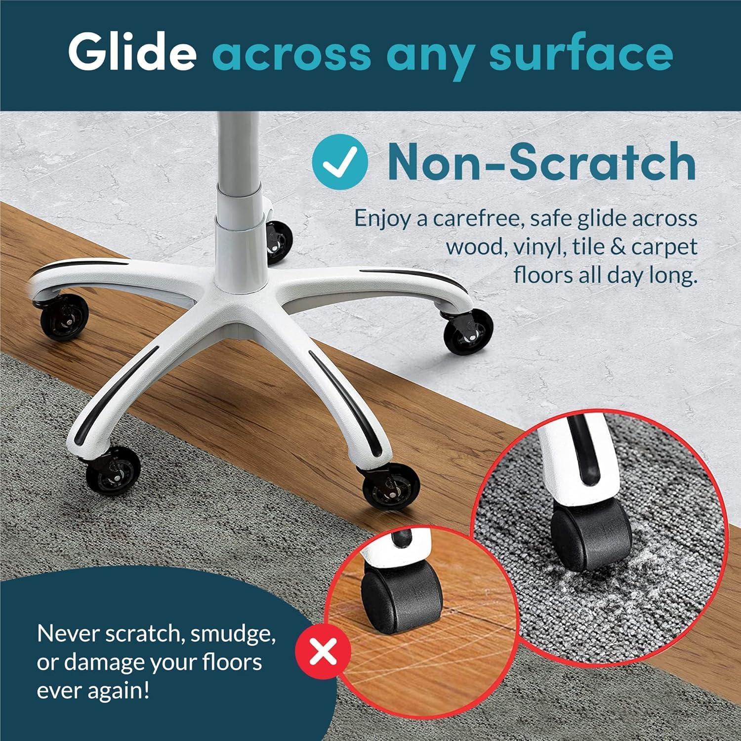 Lifelong Office Chair Caster Wheels for Hardwood Floors and Carpet, Heavy Duty, Universal Fit - Black